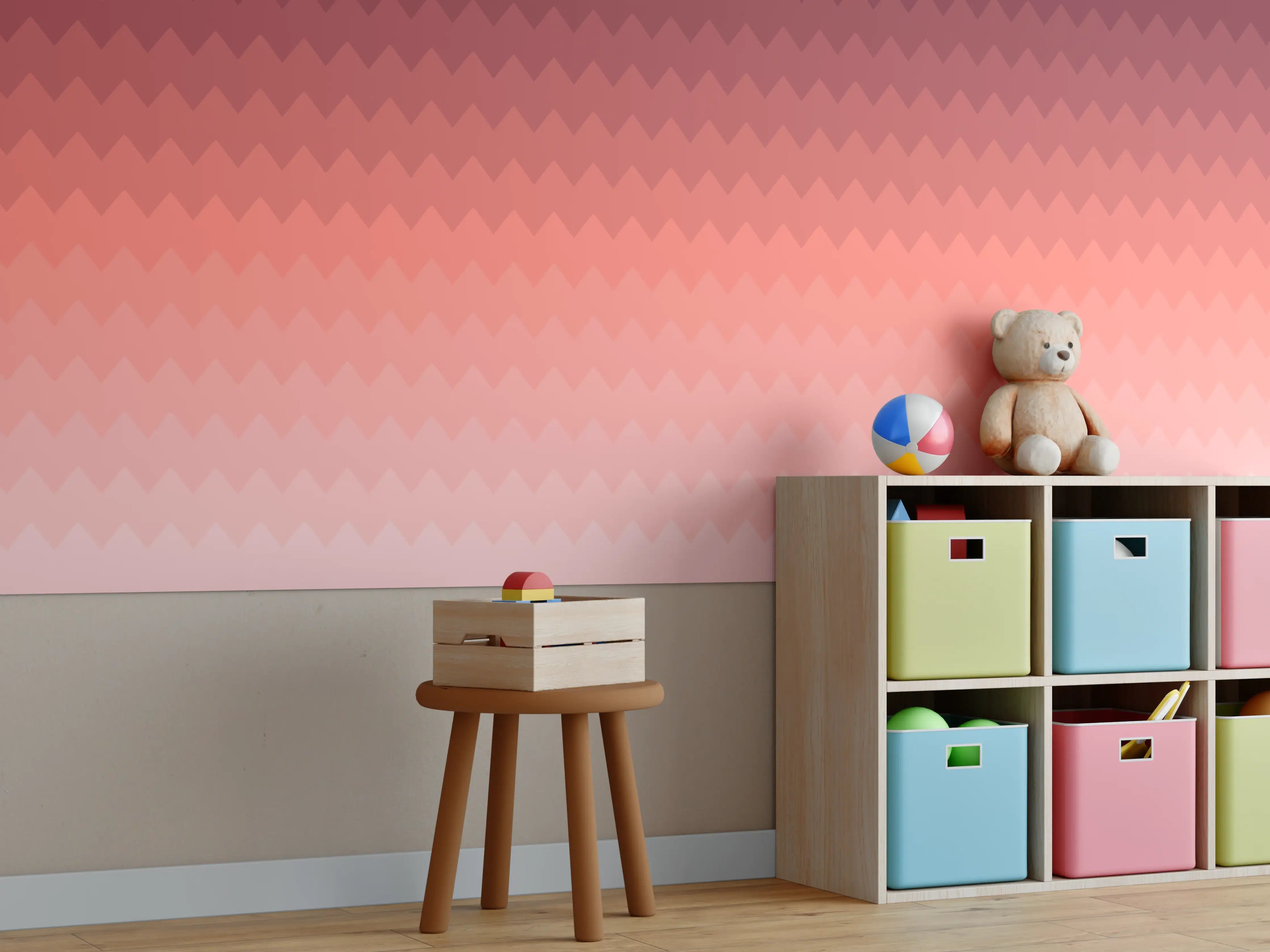 Kinderzimmer Wandgestaltung - Warmfarbige Pixelhorizonte