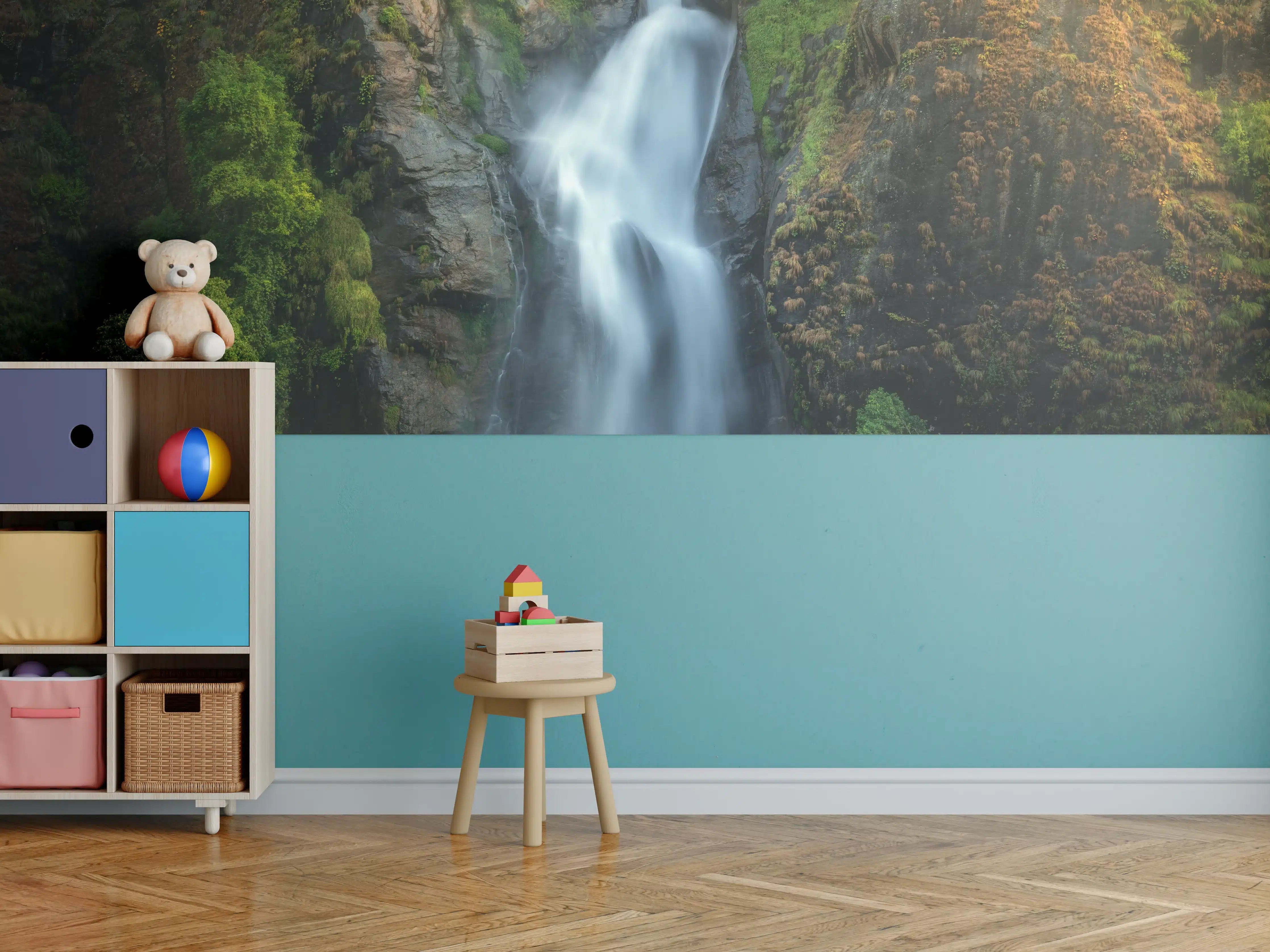 Kinderzimmer Wandgestaltung - Wasserfall im Wald von Nepal