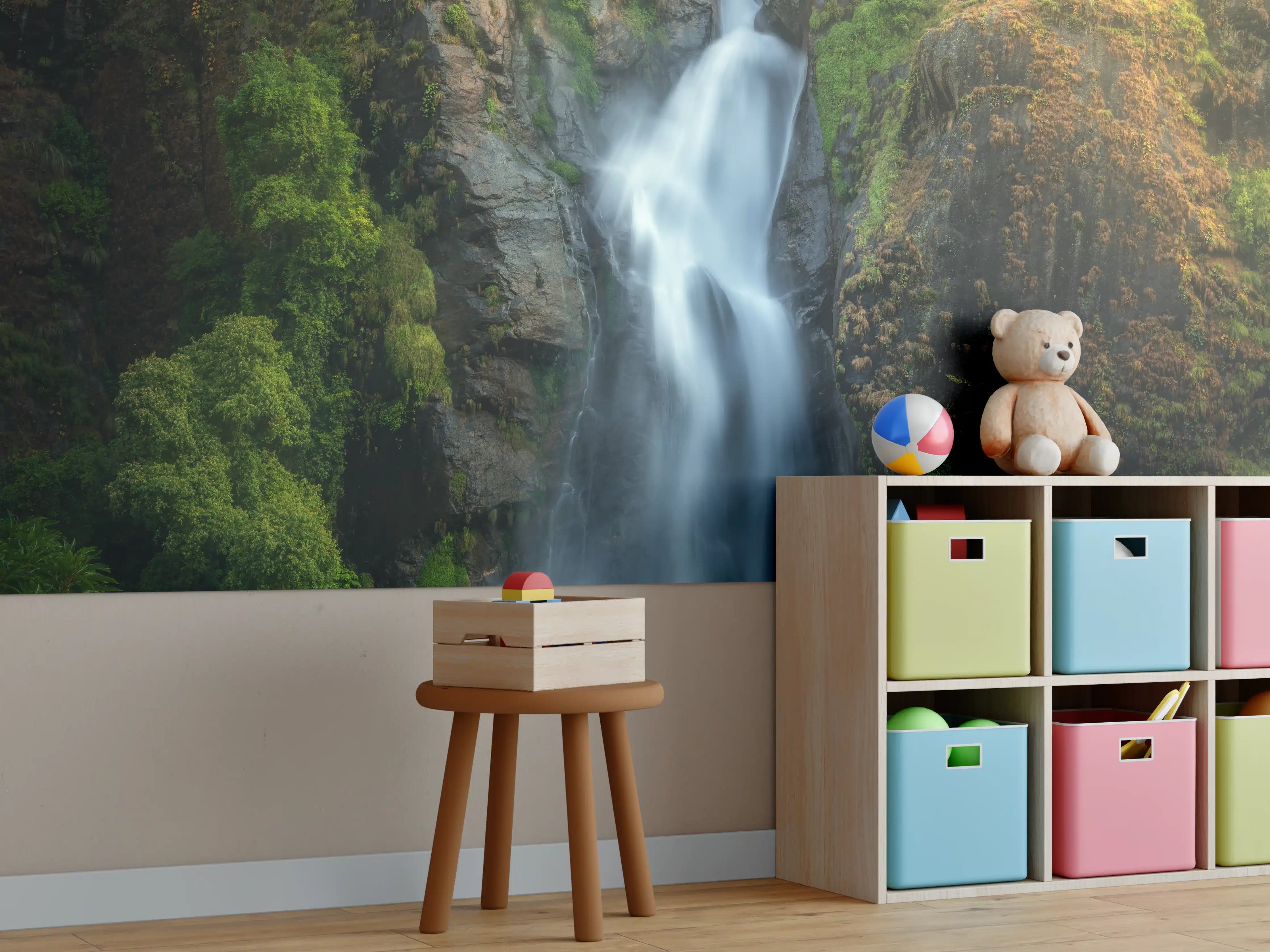 Kinderzimmer Wandgestaltung - Wasserfall im Wald von Nepal