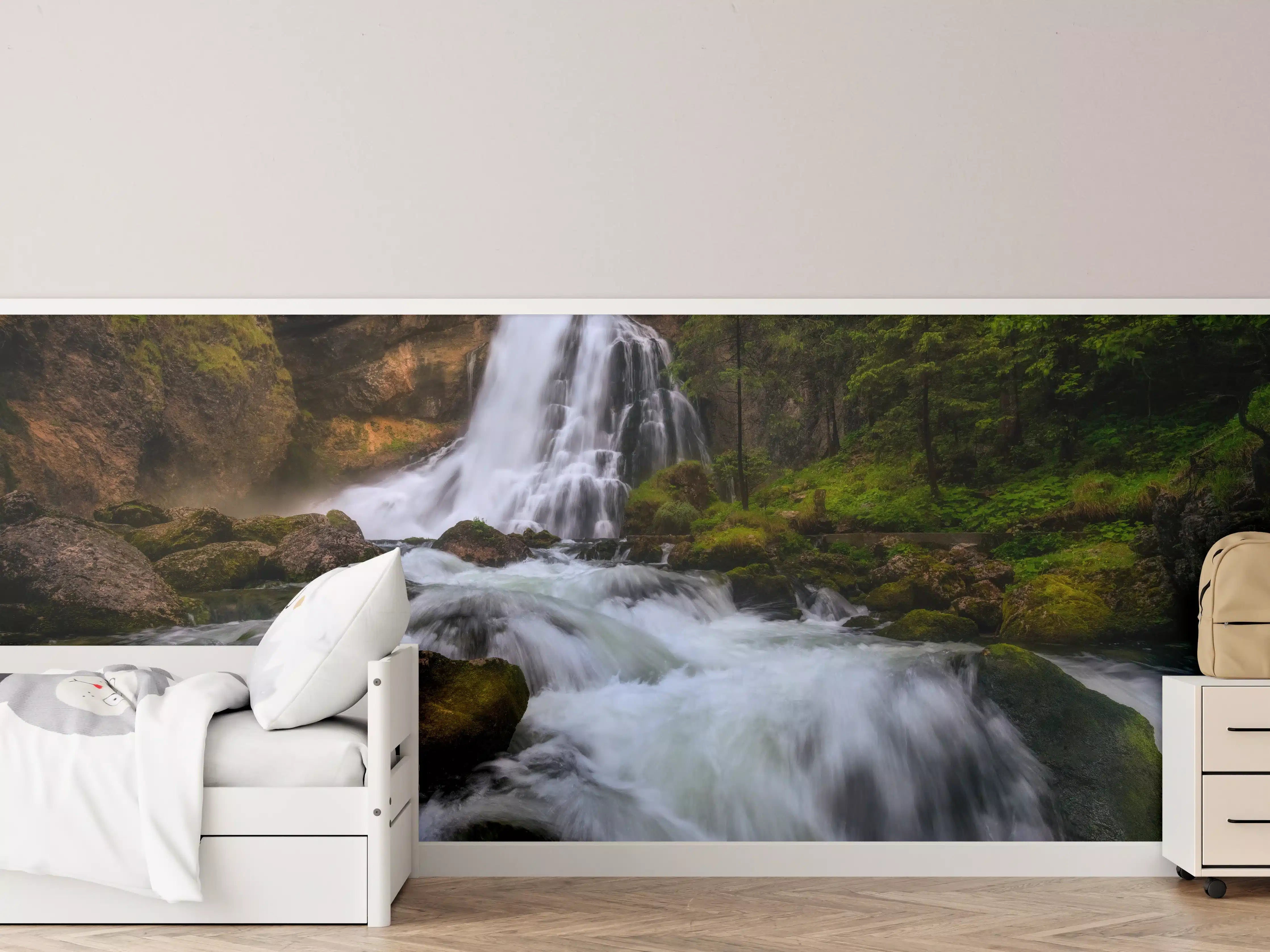 Kinderzimmer Wandgestaltung - Wasserfall in bergiger Region