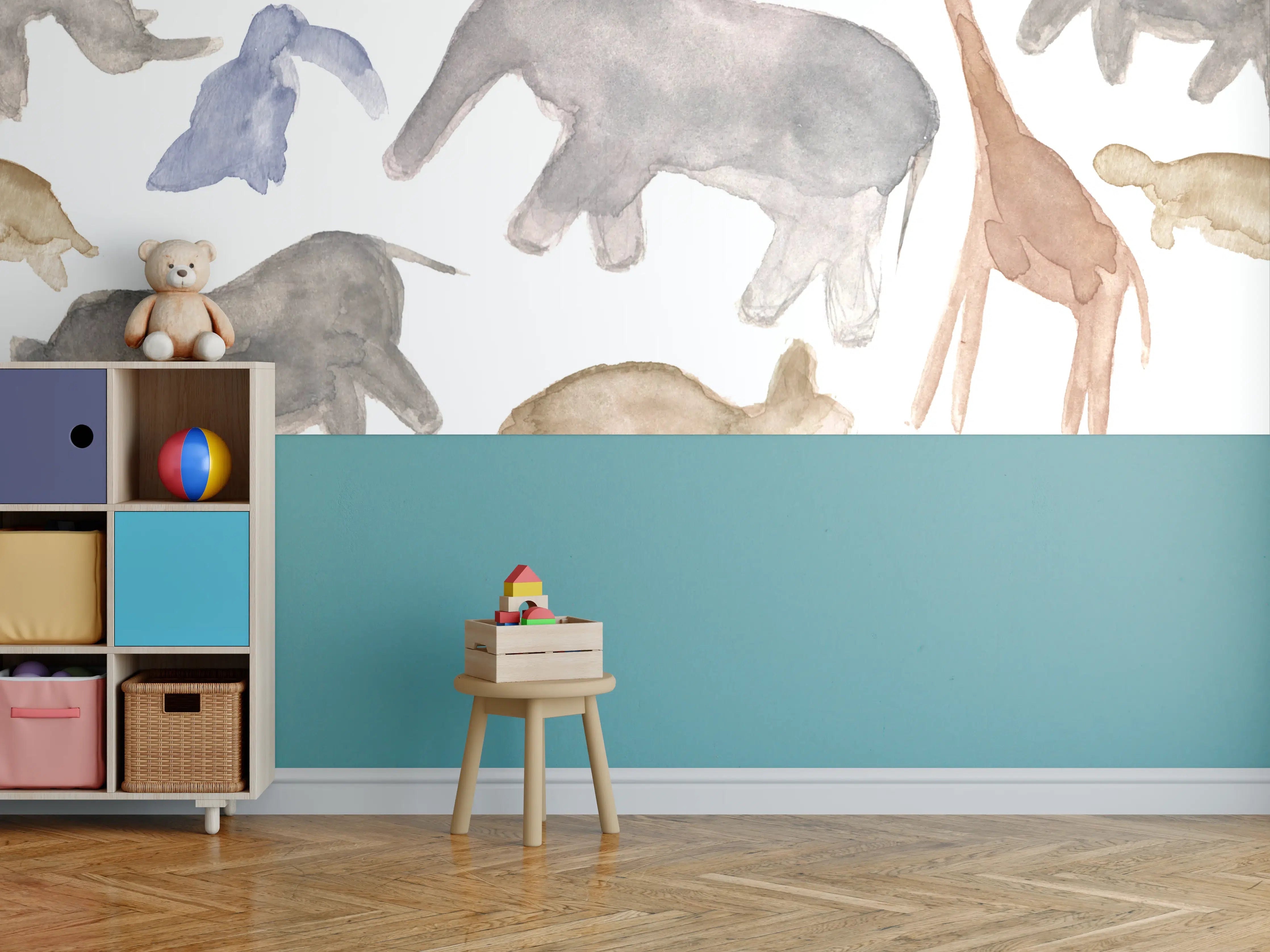 Kinderzimmer Wandgestaltung - Wasserfarbige Tierillustration