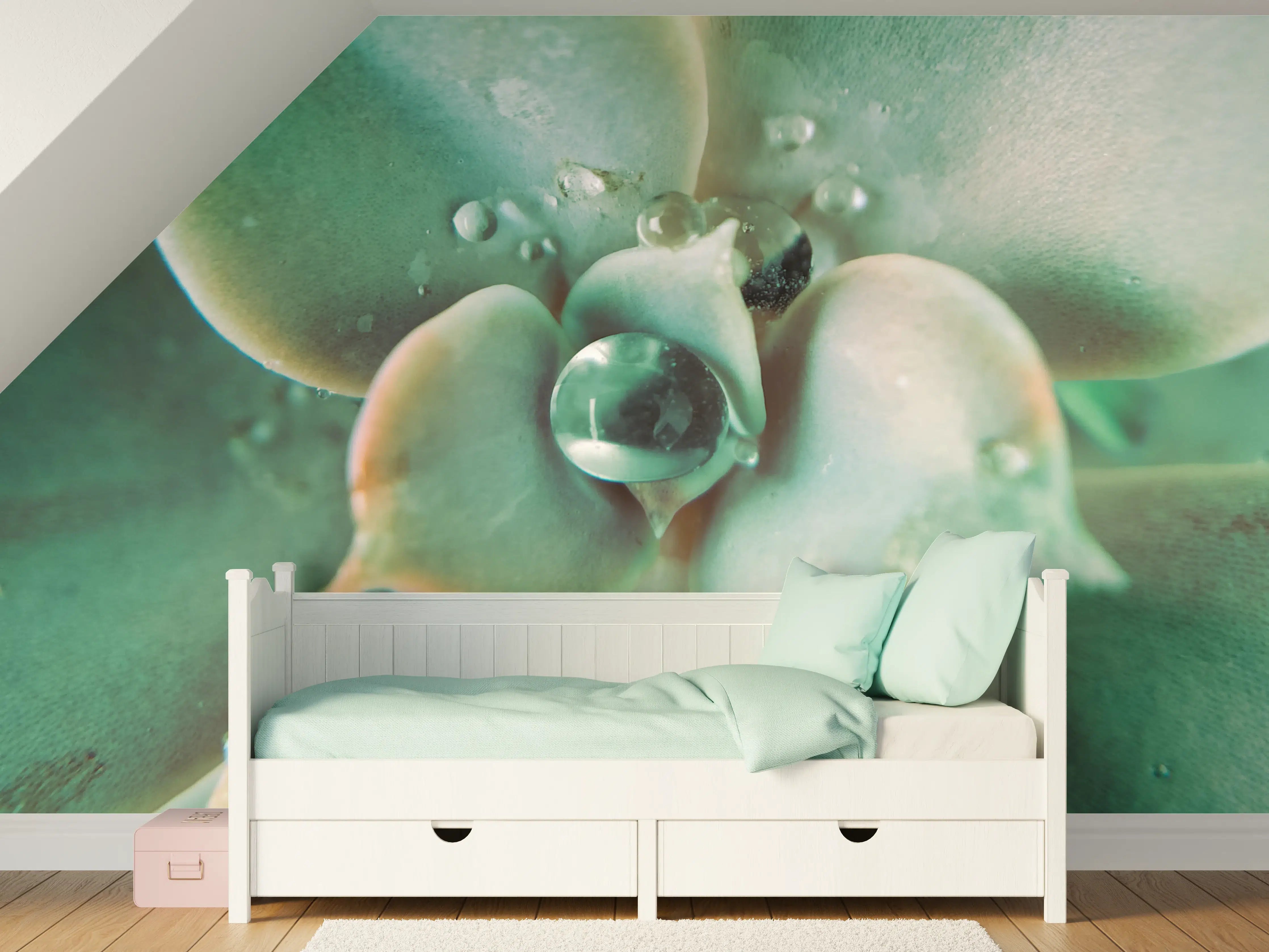 Kinderzimmer Wandgestaltung - Wassertropfen - Sukkulente