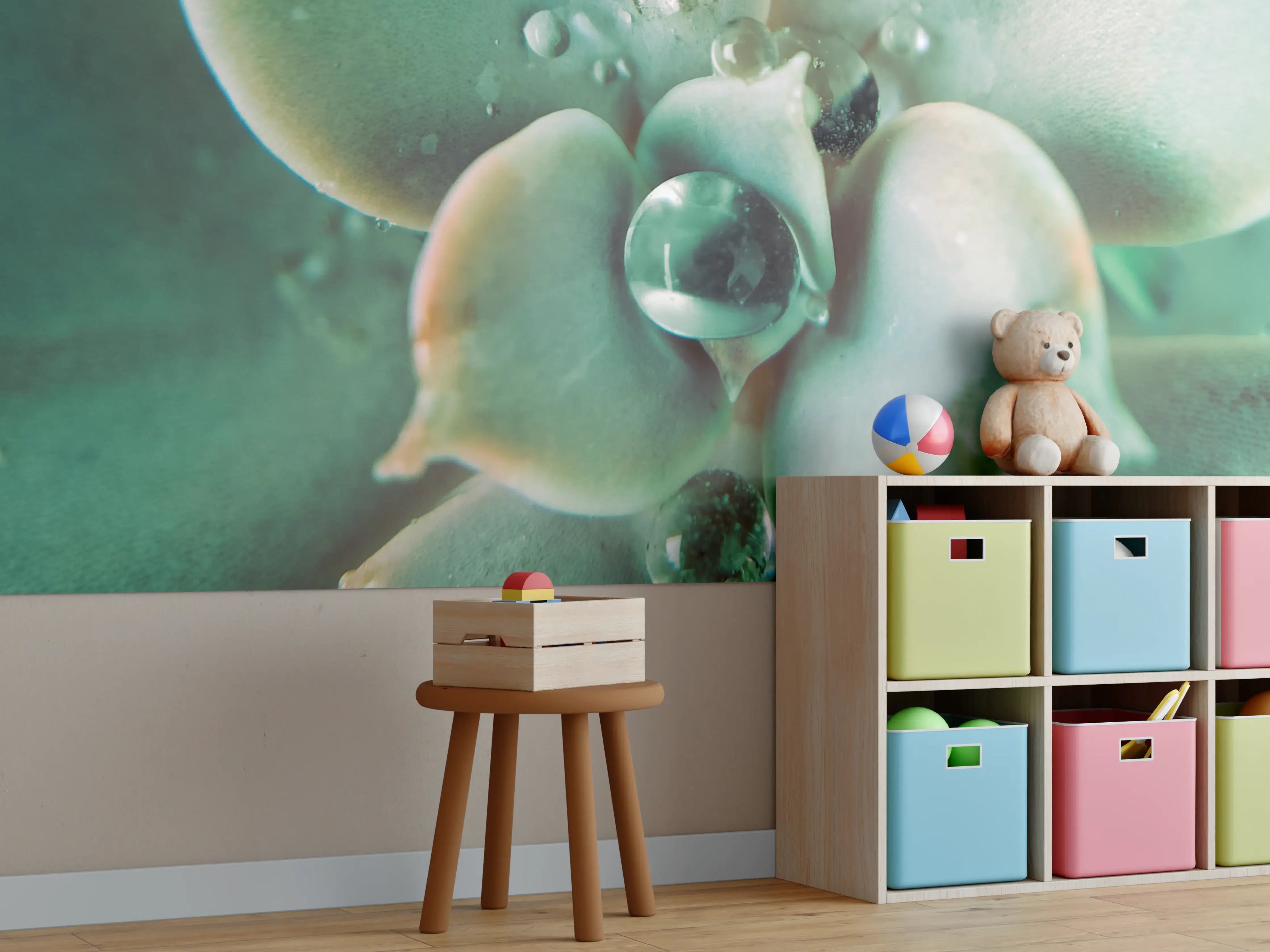 Kinderzimmer Wandgestaltung - Wassertropfen - Sukkulente