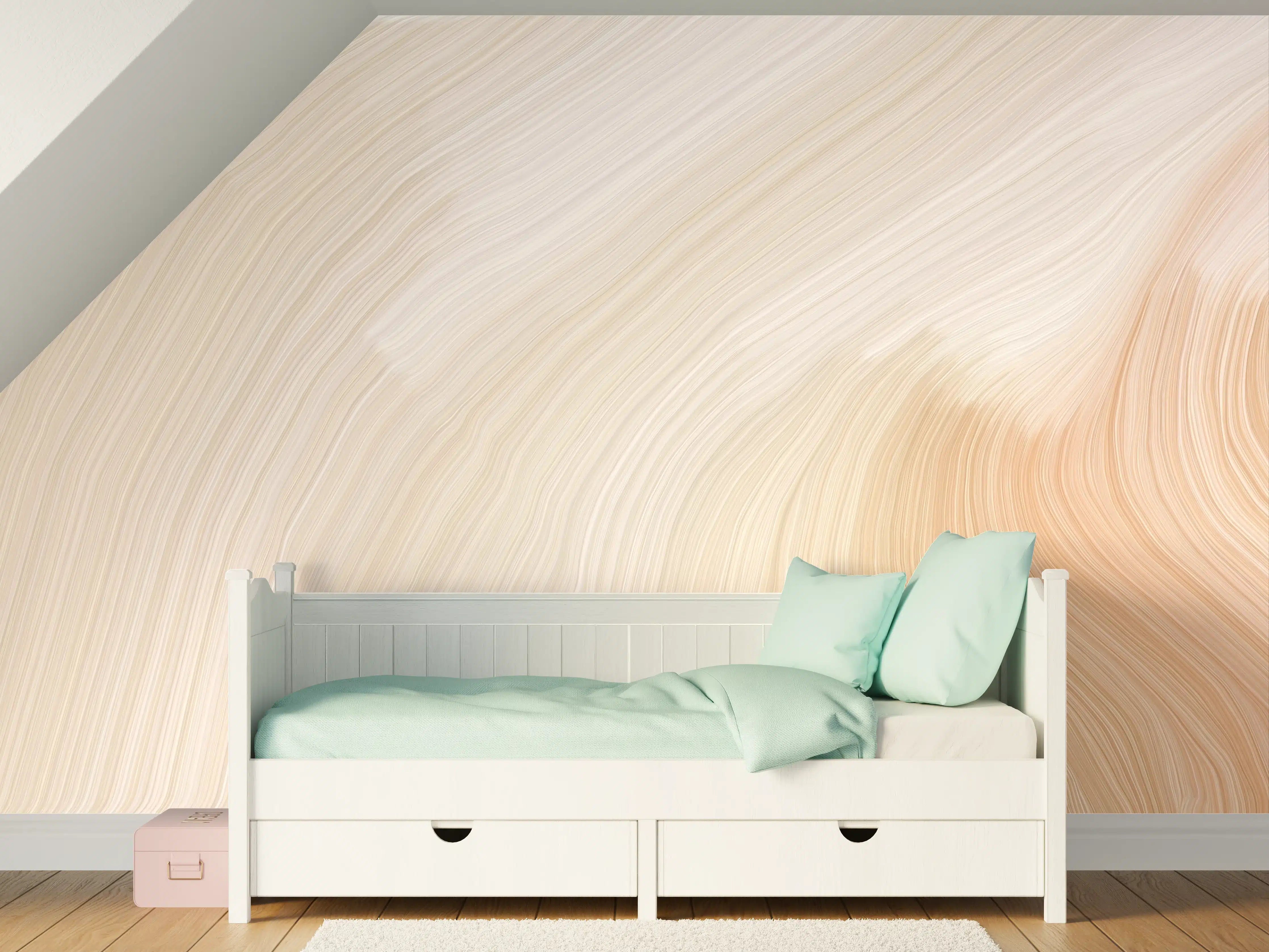 Kinderzimmer Wandgestaltung - Weiche Beigetöne mit sanftem Schwung