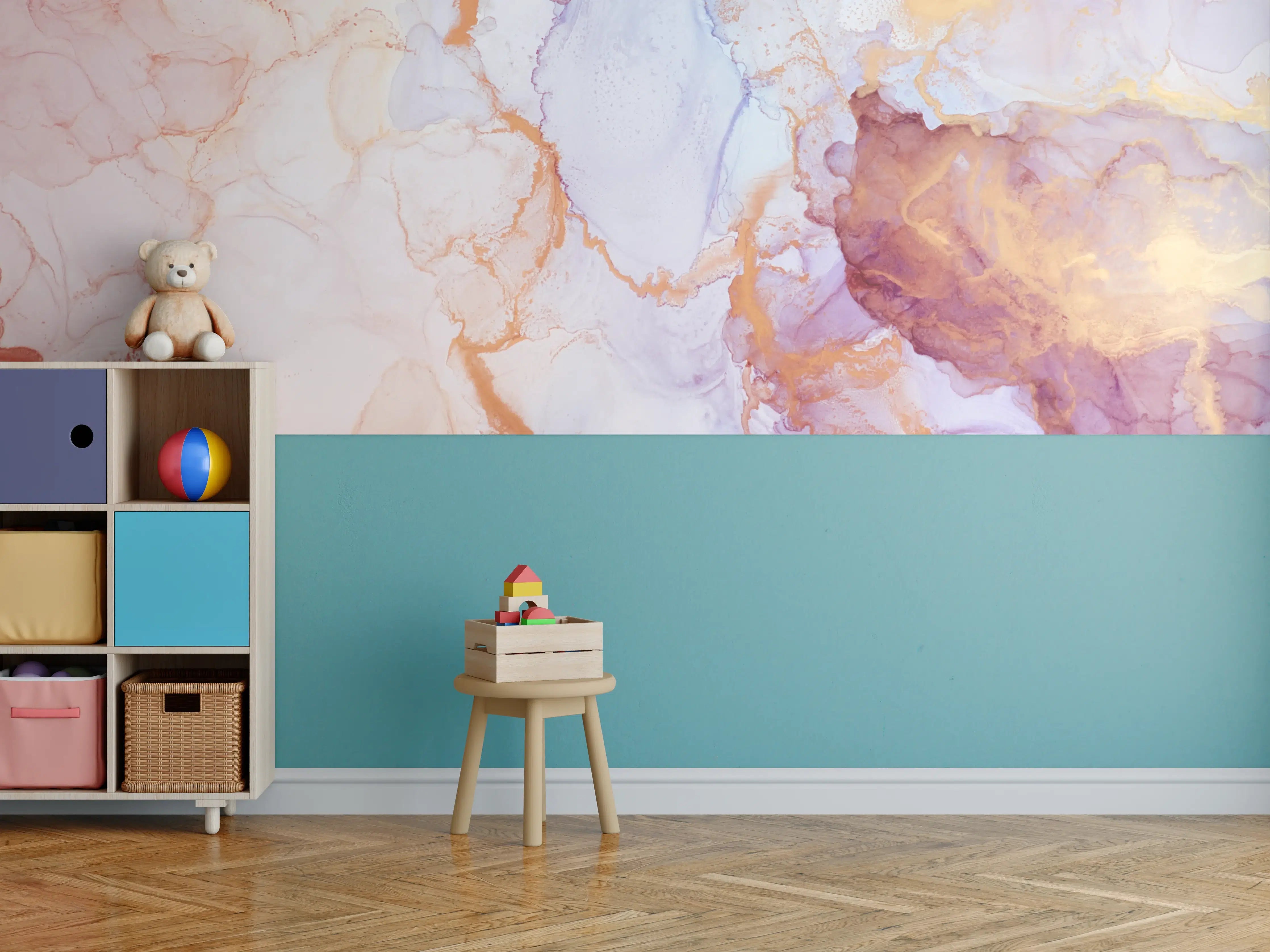 Kinderzimmer Wandgestaltung - Weiche Wasserfarben-Ästhetik in Pastell
