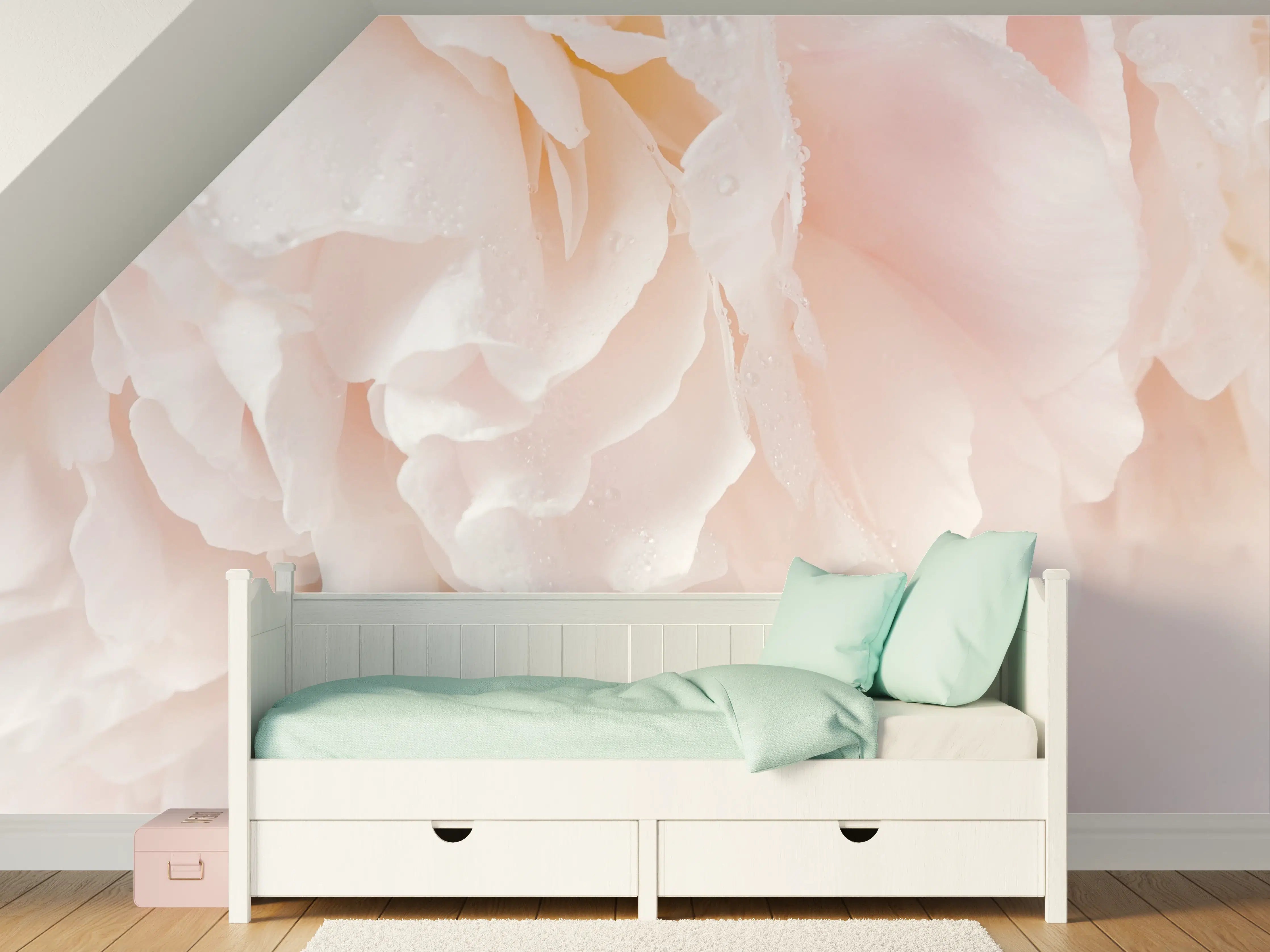 Kinderzimmer Wandgestaltung - Weiche rosa Blütenpracht