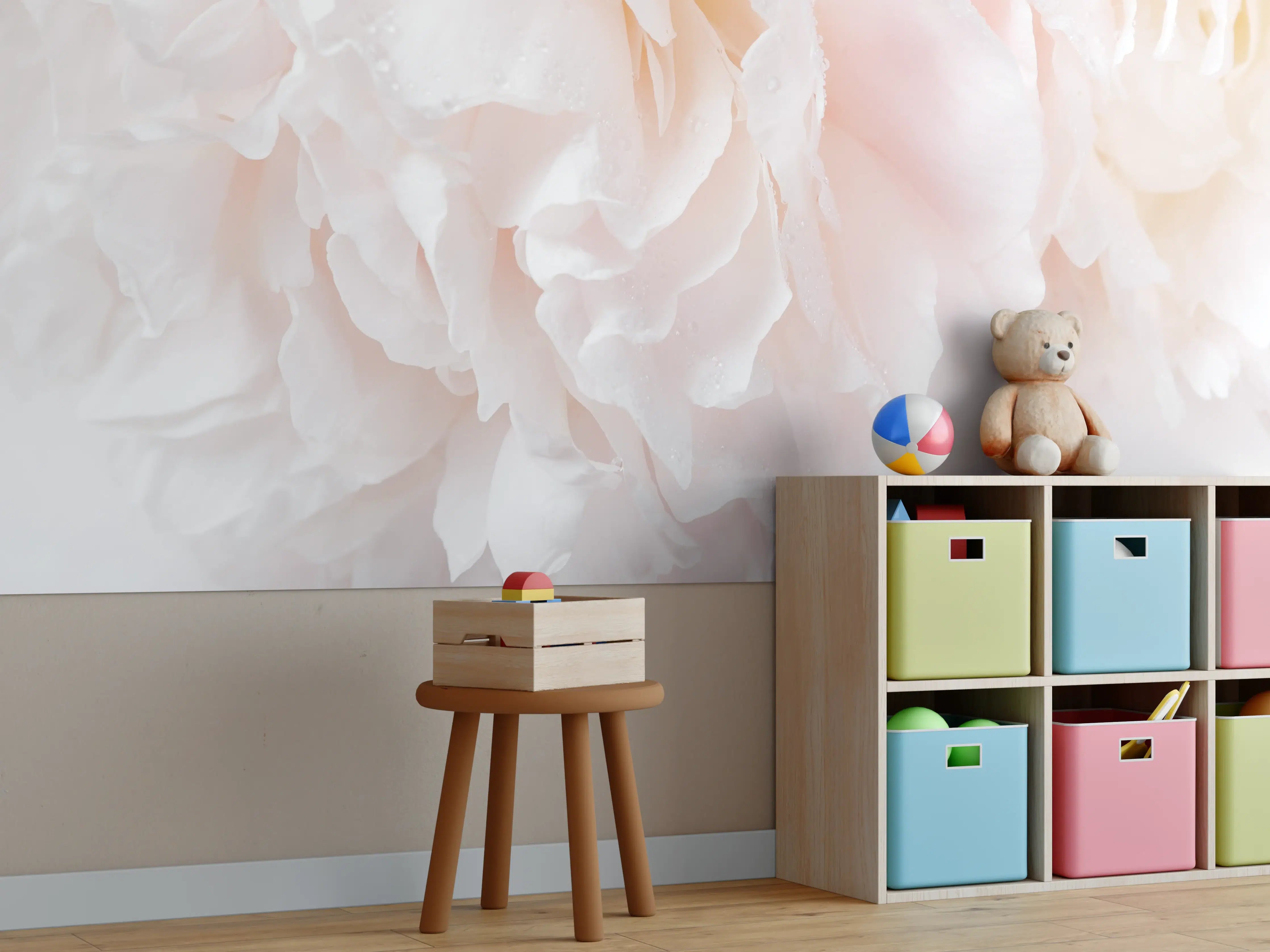 Kinderzimmer Wandgestaltung - Weiche rosa Blütenpracht