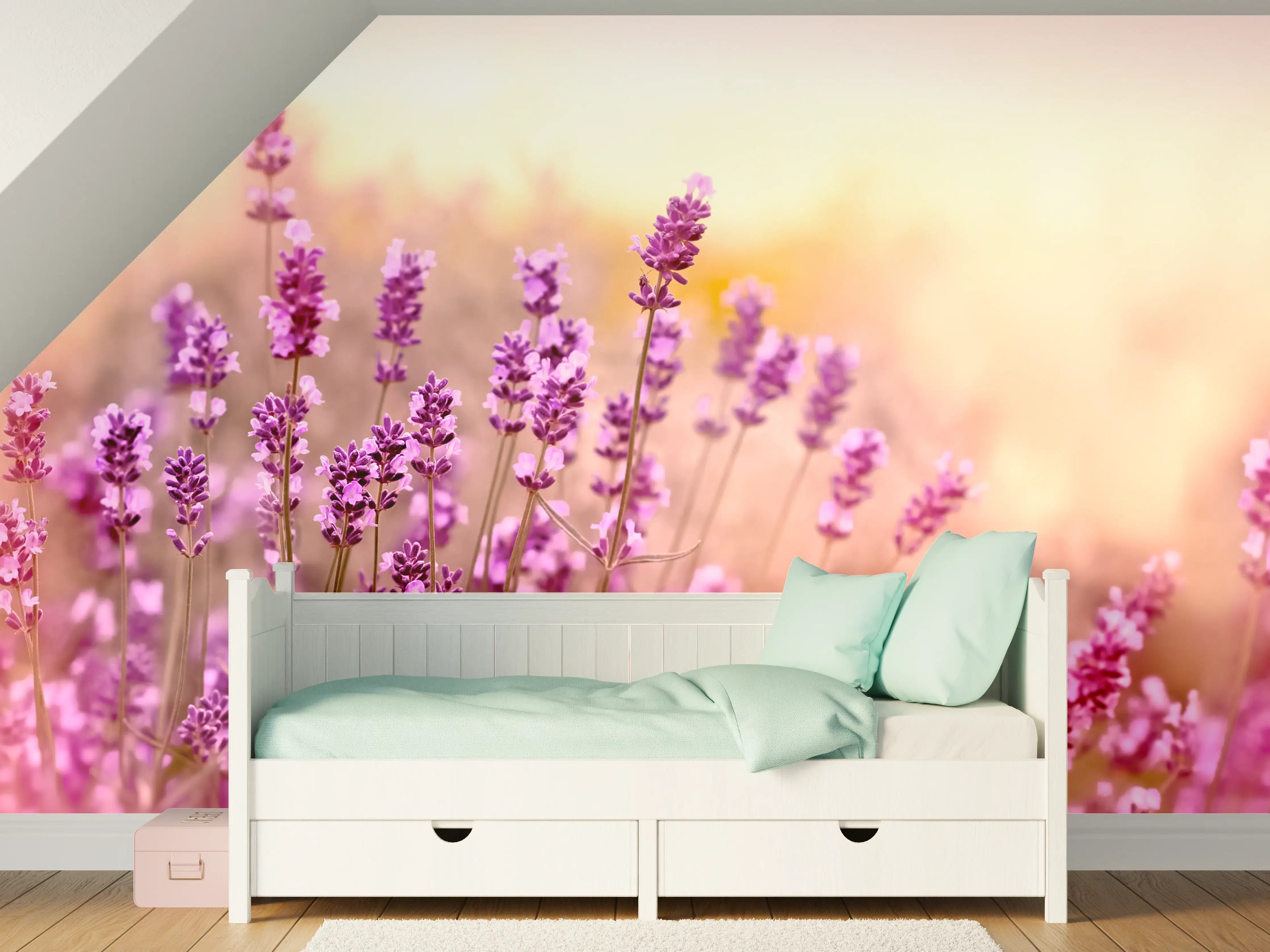 Kinderzimmer Wandgestaltung - Weicher und selektiver Fokus auf Lavendelblüte