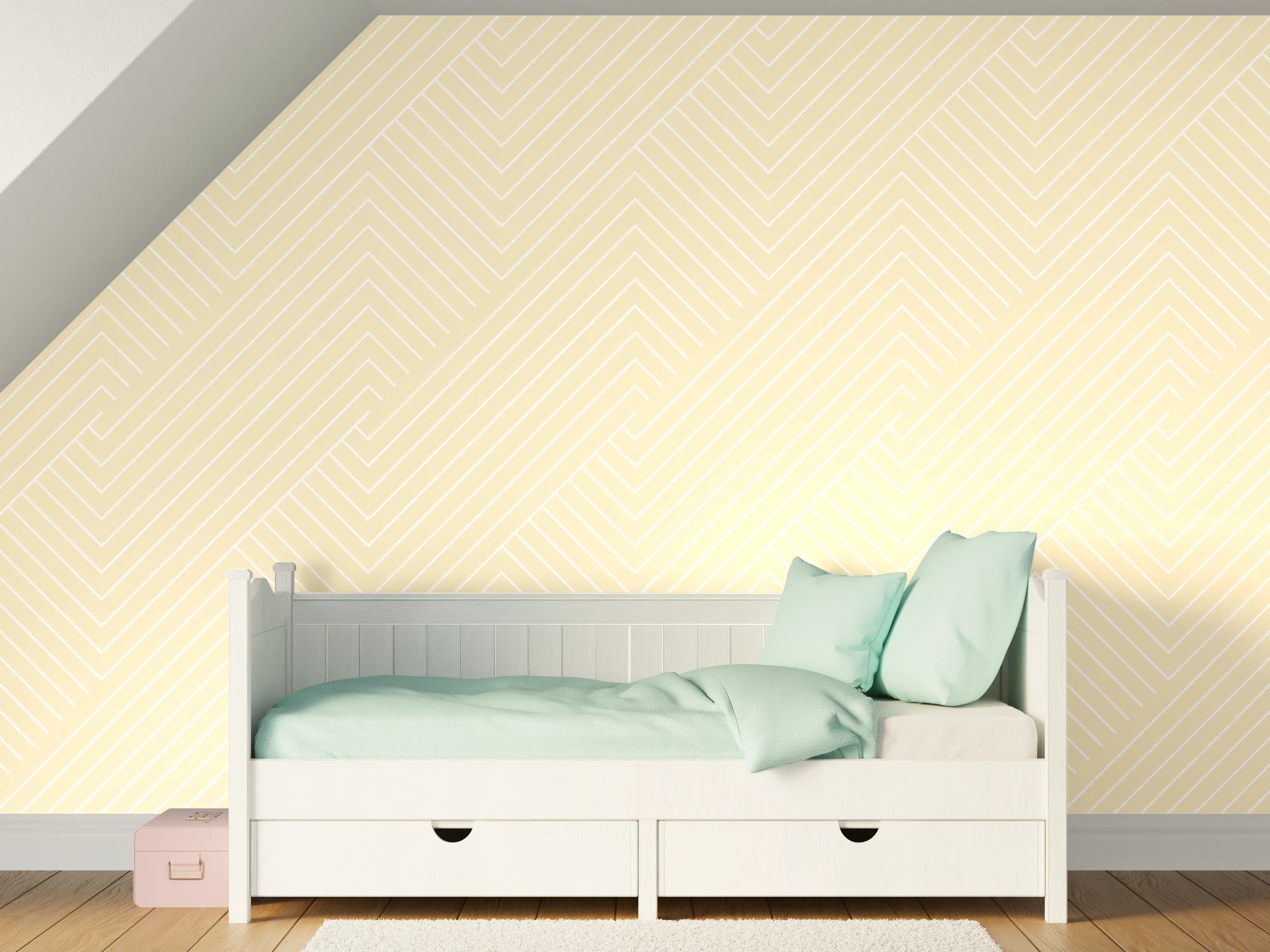 Kinderzimmer Wandgestaltung - Weiß-Avorio-Geometrica-Muster