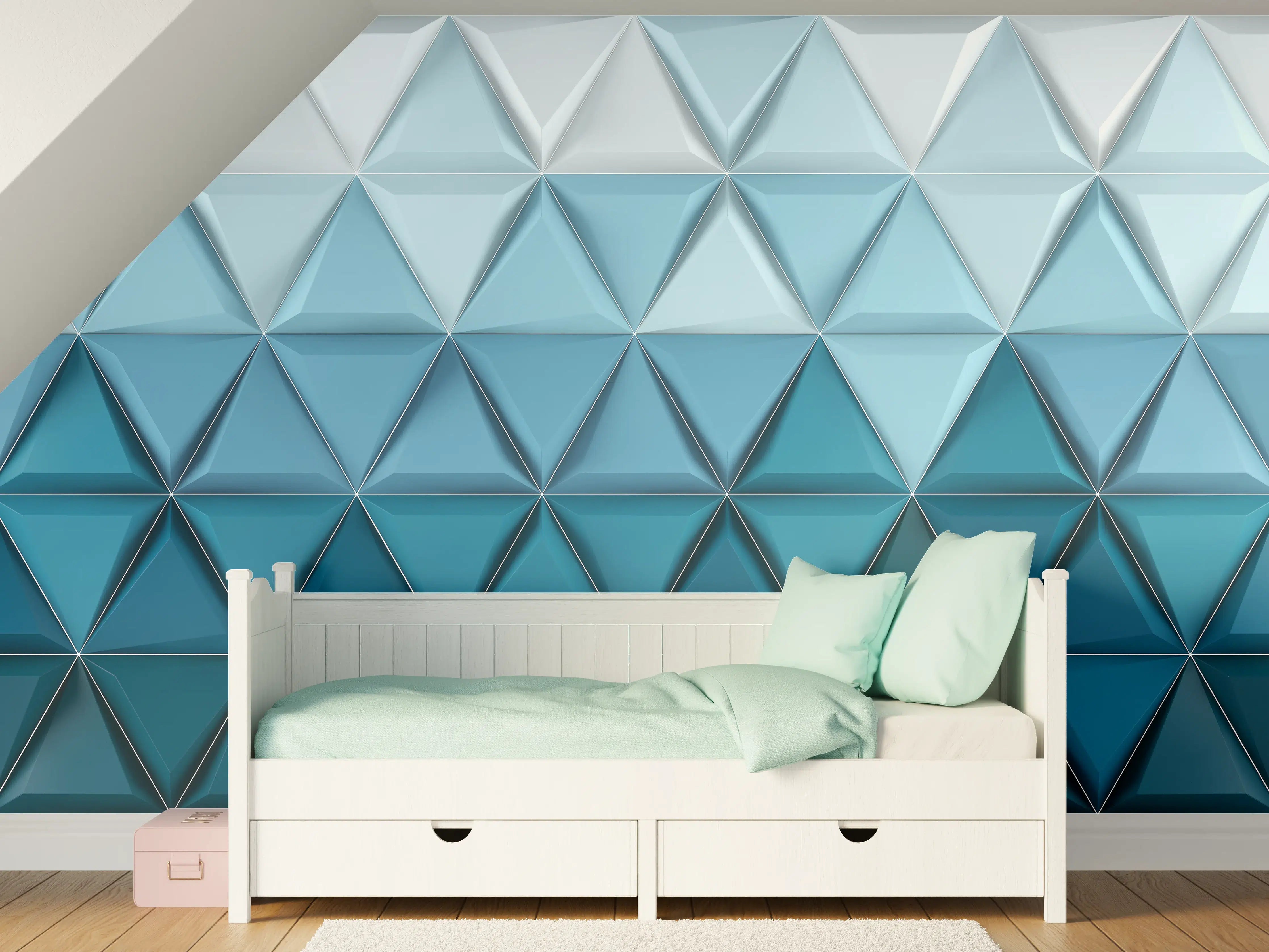 Kinderzimmer Wandgestaltung - Weiß-Blaue Geometrische Textur
