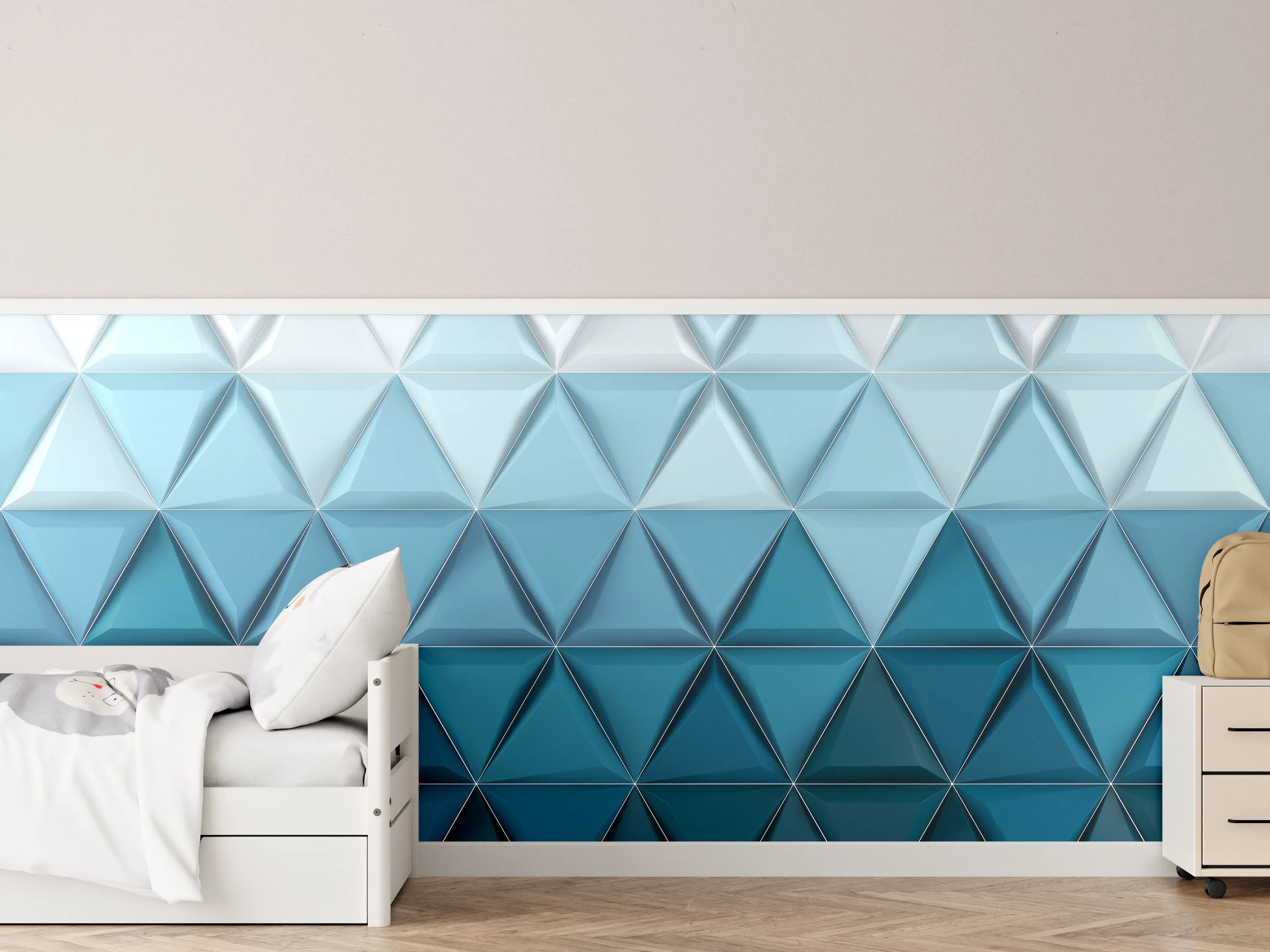 Kinderzimmer Wandgestaltung - Weiß-Blaue Geometrische Textur