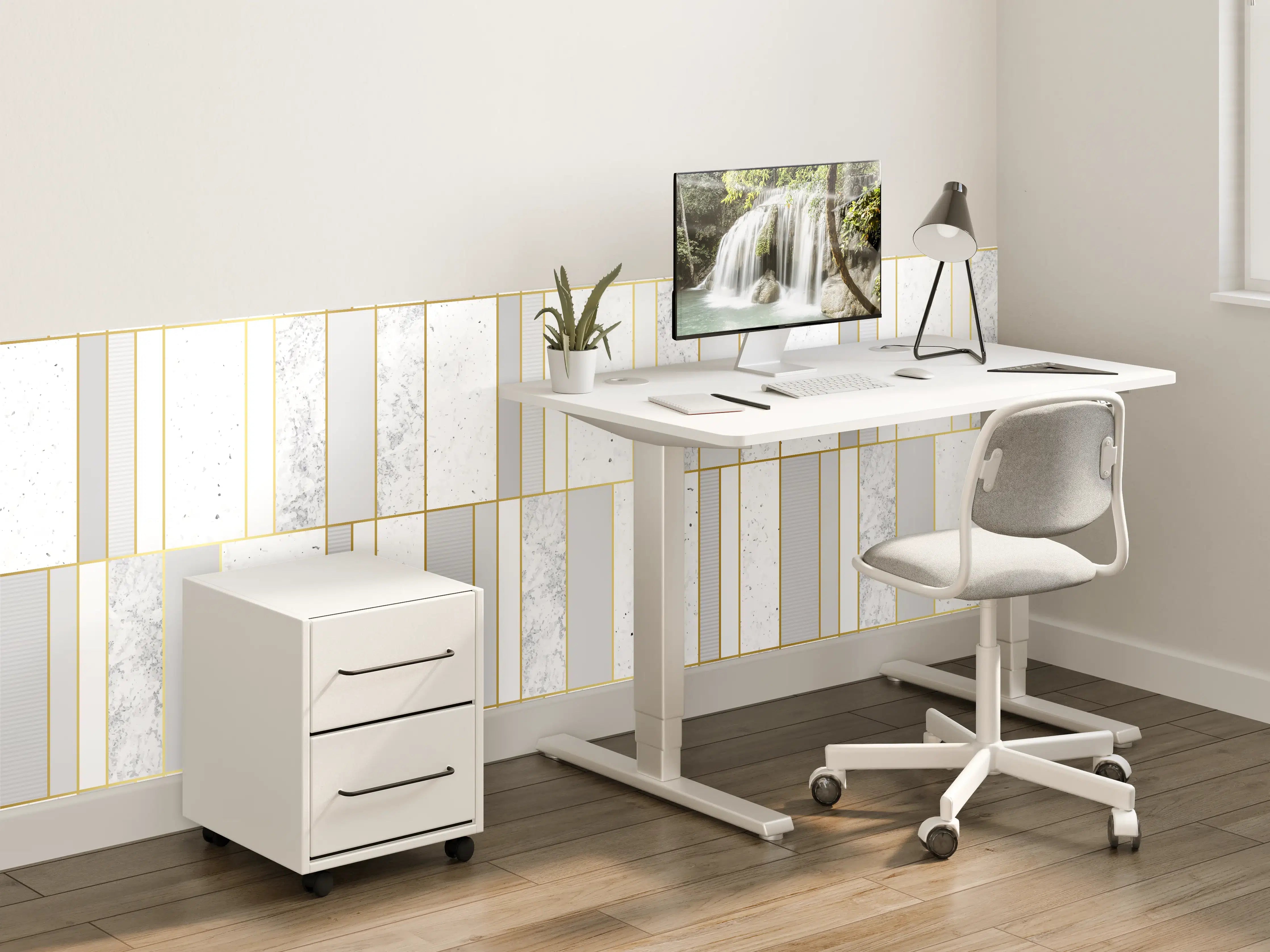 Kinderzimmer Wandgestaltung - Weiß-Goldene Marmoroptik Fliese