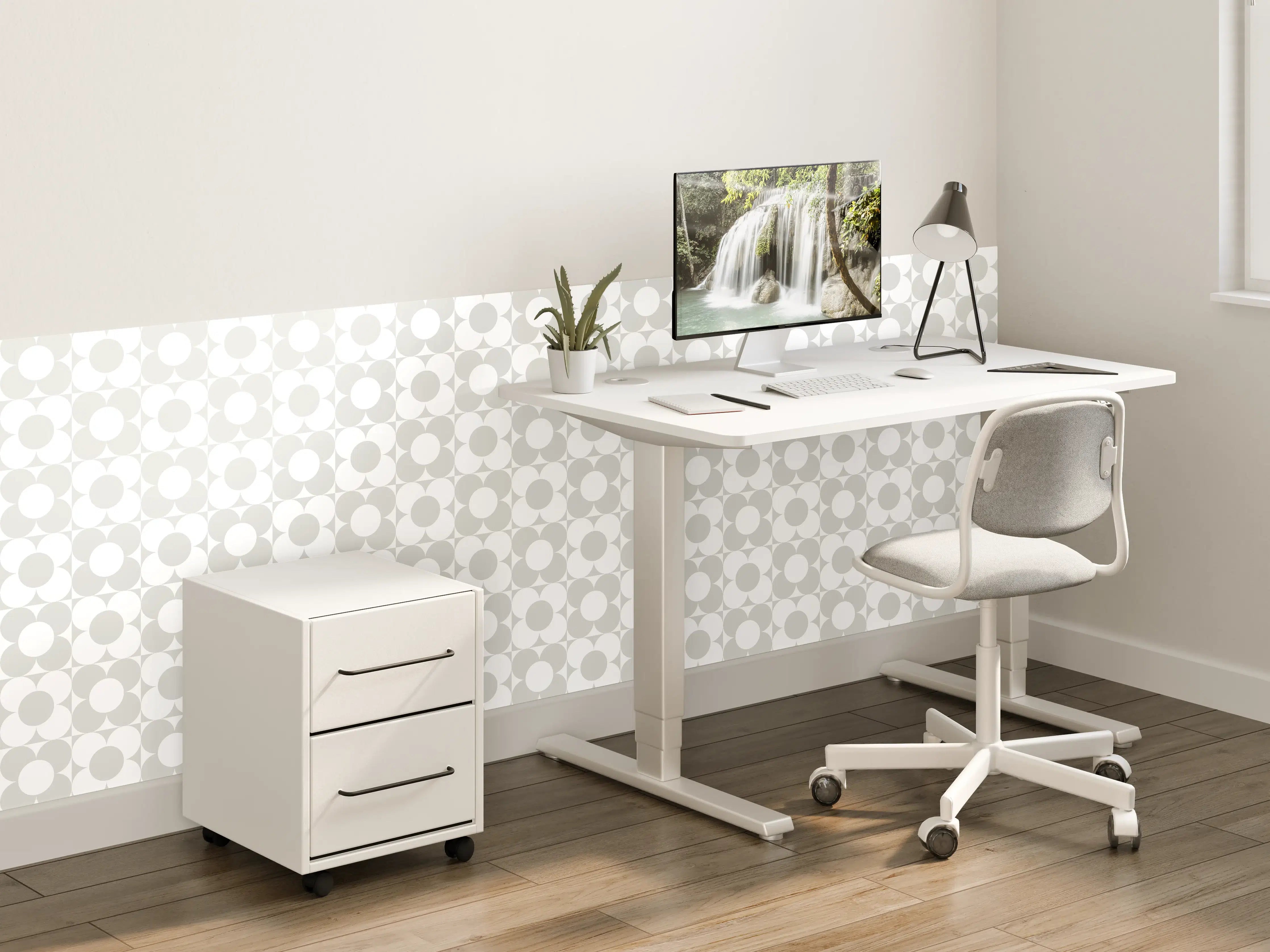 Kinderzimmer Wandgestaltung - Weiß-Grau-Marmortextur mit sanften Graunuancen