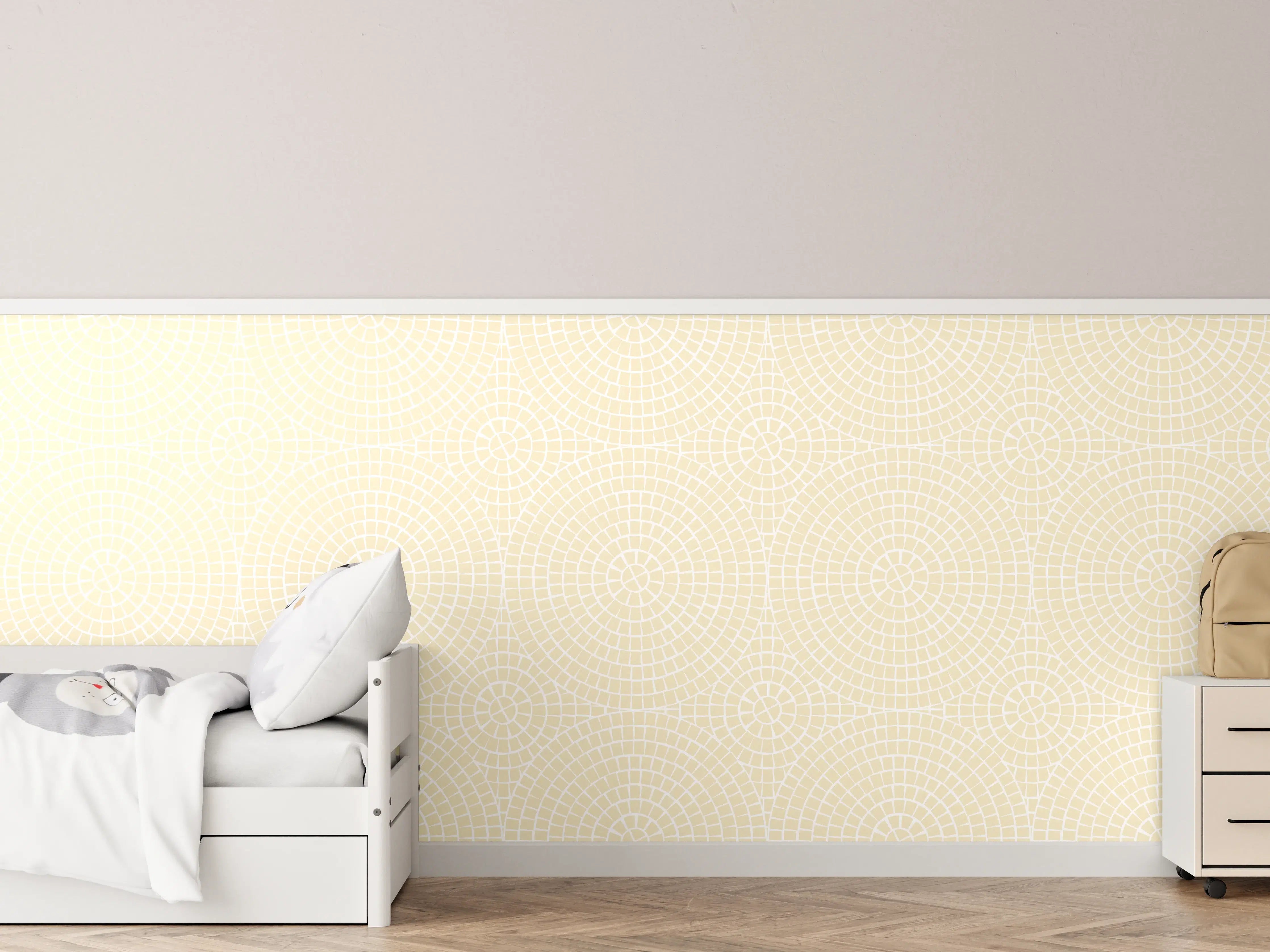 Kinderzimmer Wandgestaltung - Weiß-Grau-Mosaik-Fliese