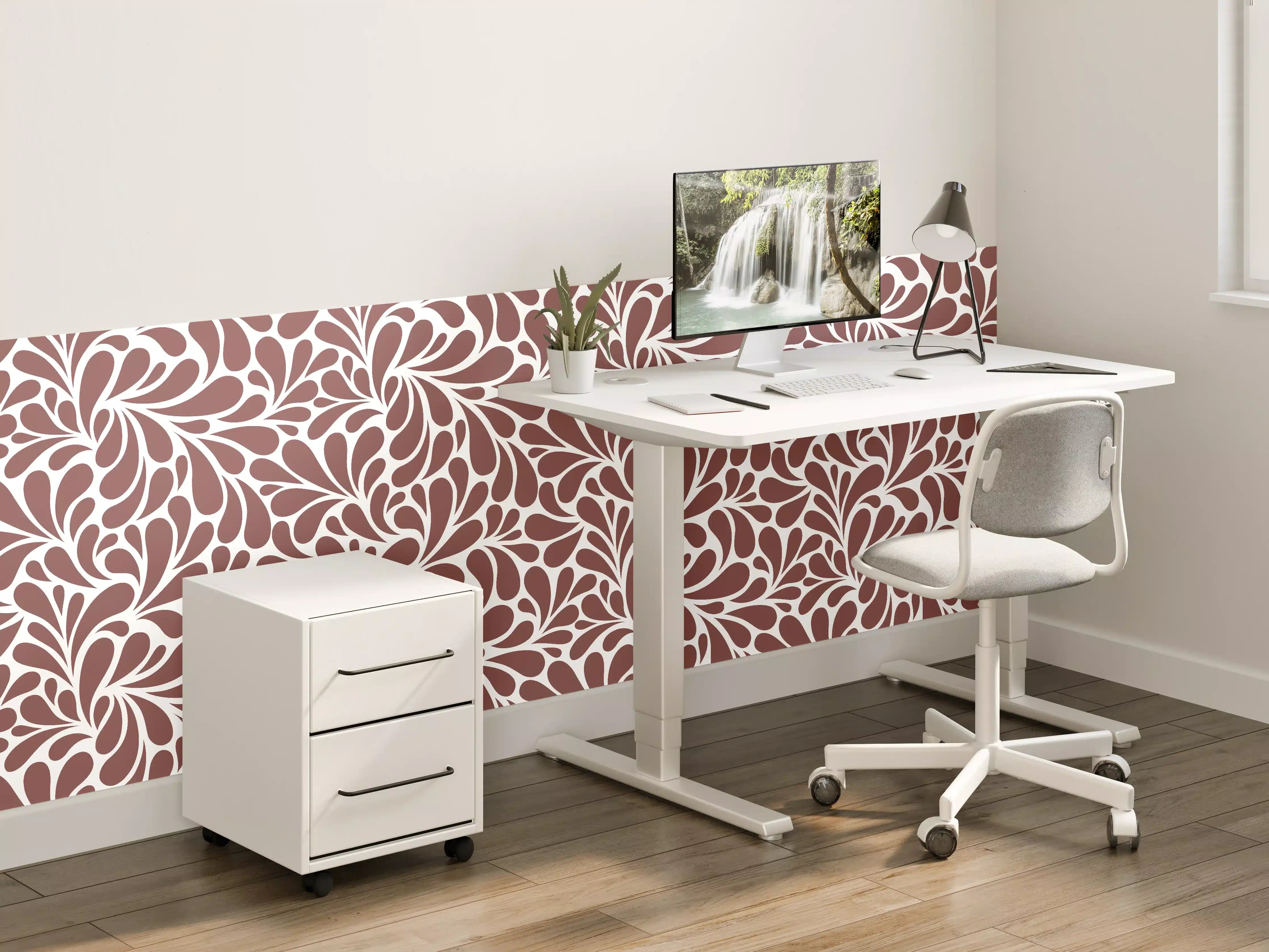 Kinderzimmer Wandgestaltung - Weiß-Grau-Motive mit floralem Design