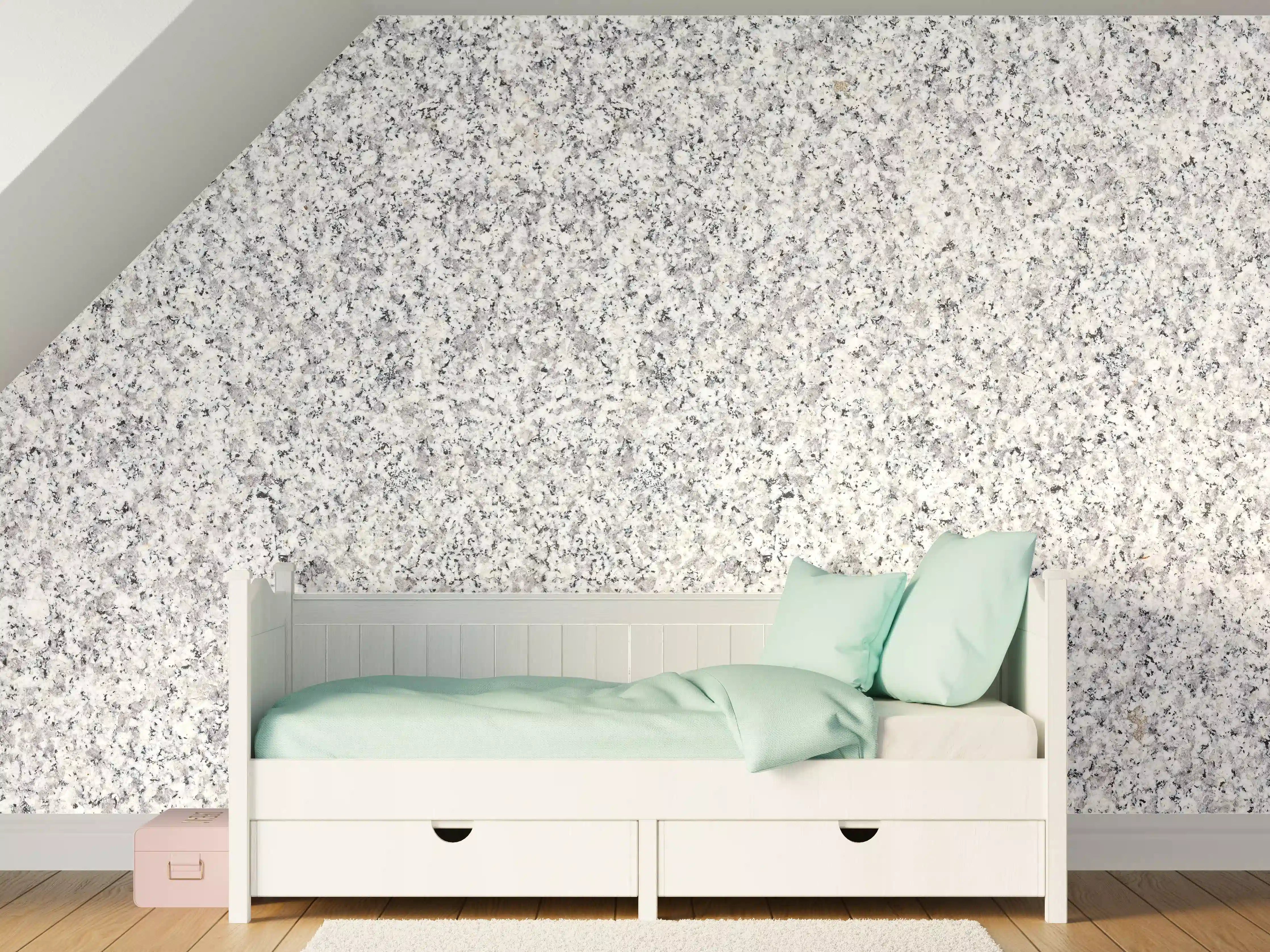 Kinderzimmer Wandgestaltung - Weiß-Grau Terrazzo Bodentextur