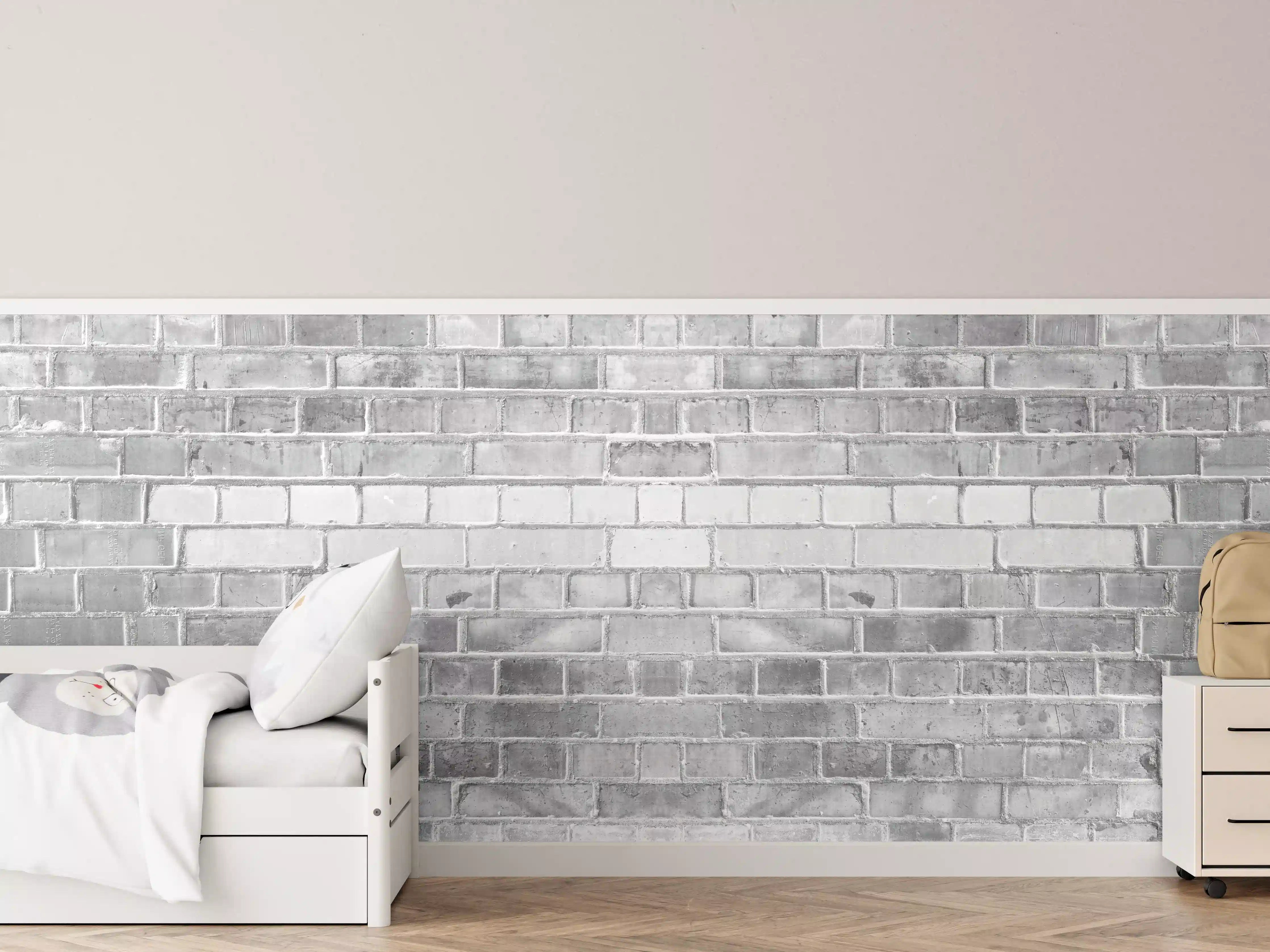 Kinderzimmer Wandgestaltung - Weiß-Graue Backstein Wandtextur