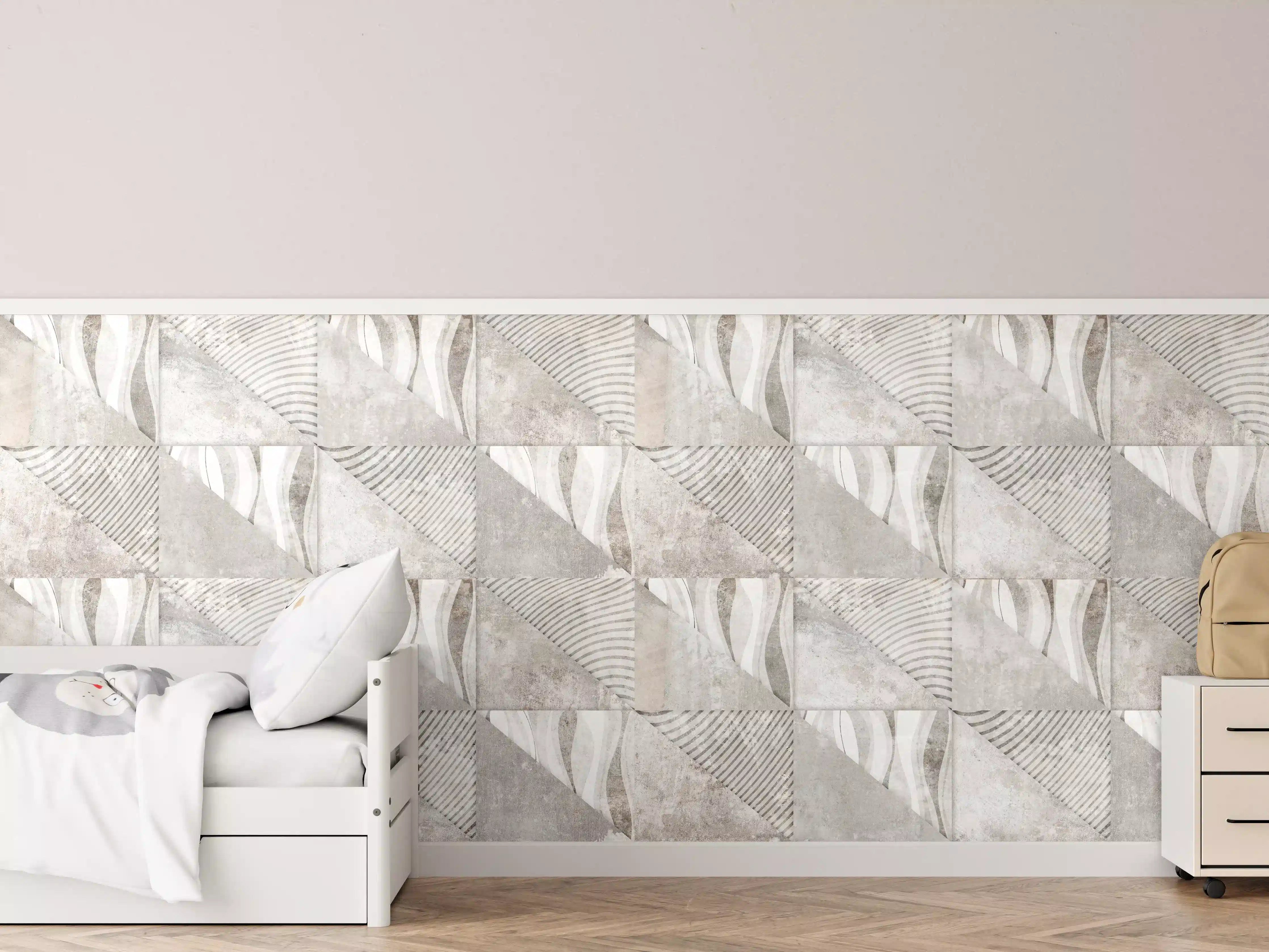 Kinderzimmer Wandgestaltung - Weiß-Graue Beton-Textur Muster