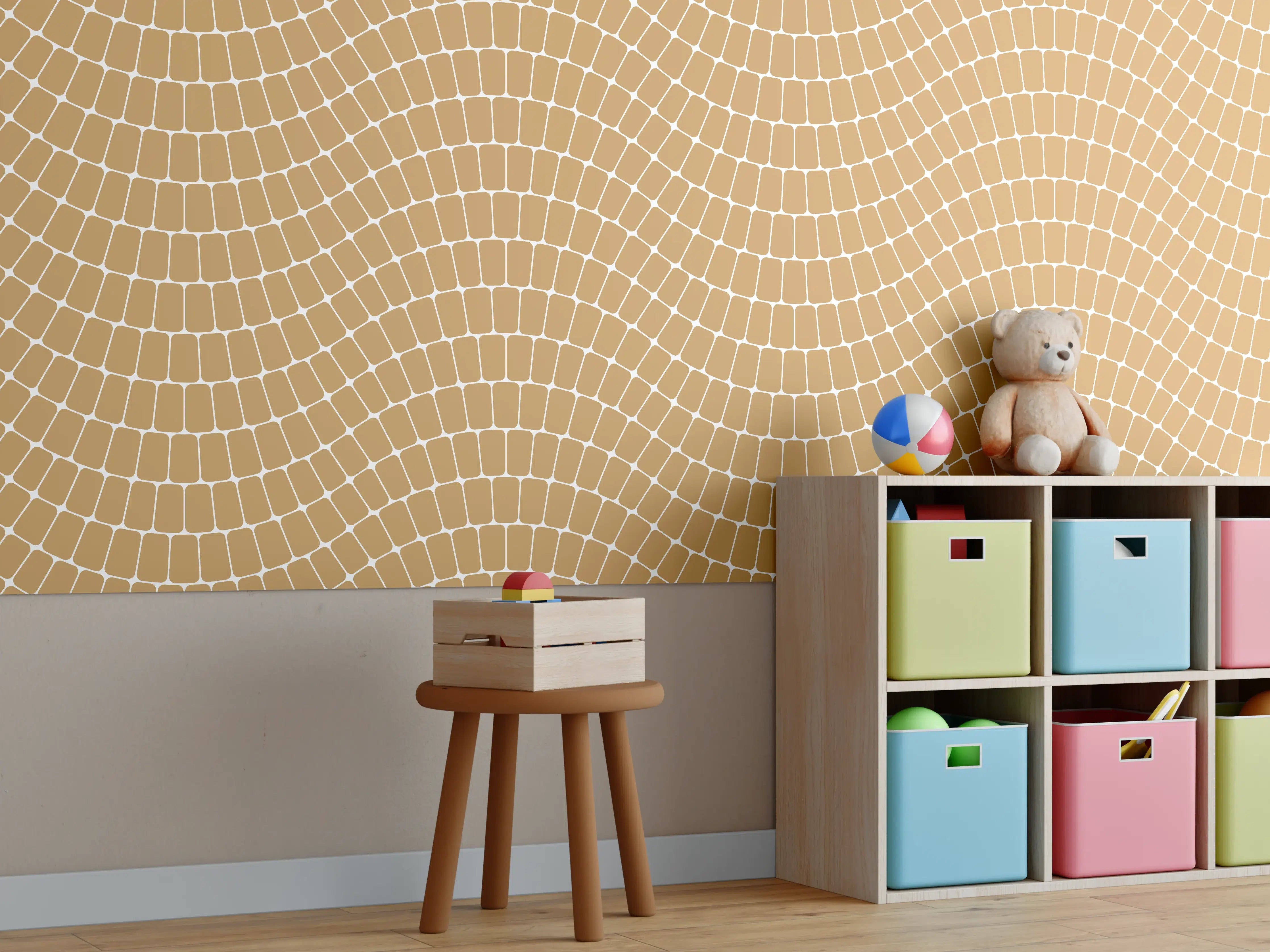 Kinderzimmer Wandgestaltung - Weiß-Graue Wellen-Textur