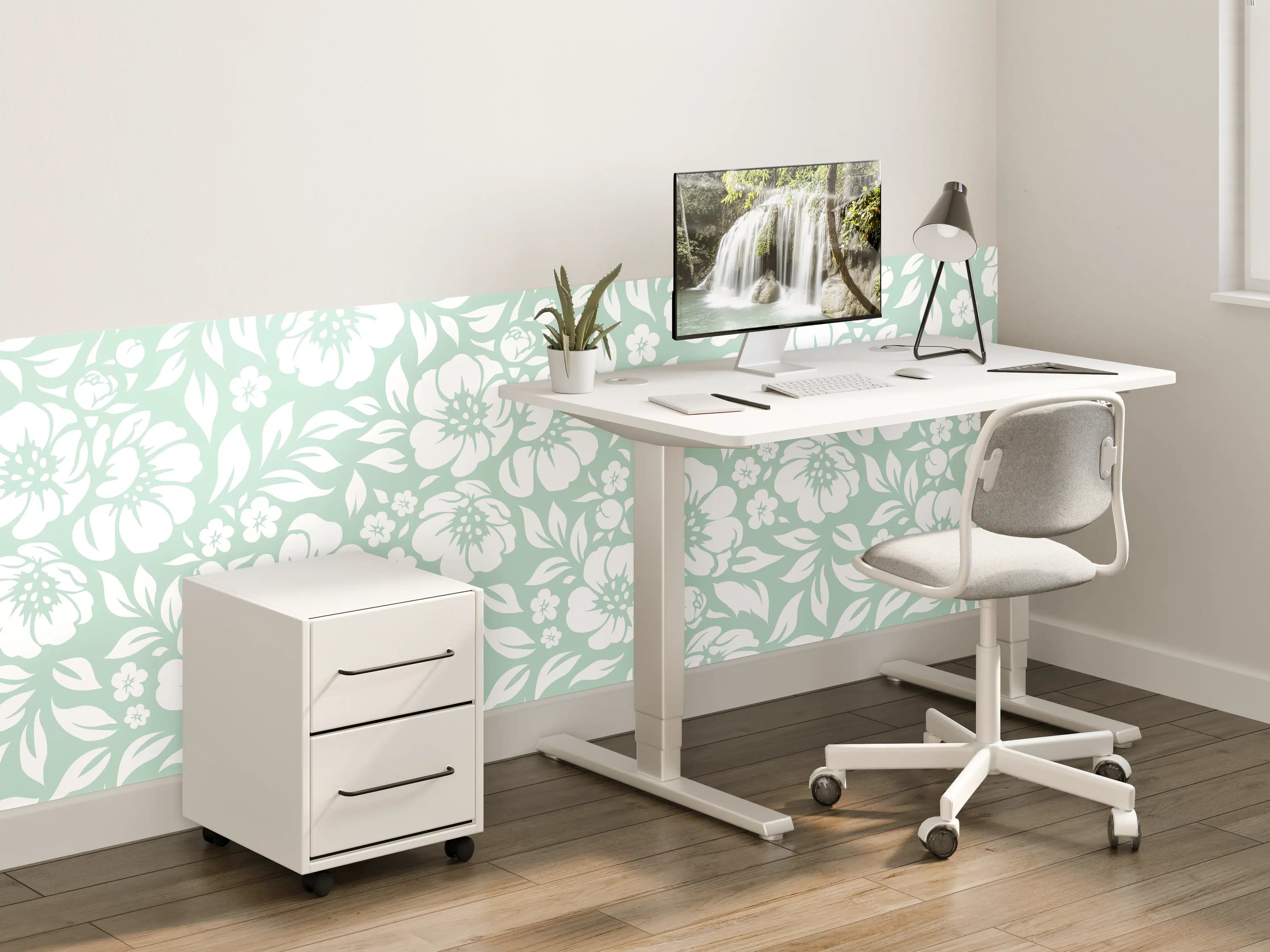 Kinderzimmer Wandgestaltung - Weiß-Graue florale Muster für elegante Räume