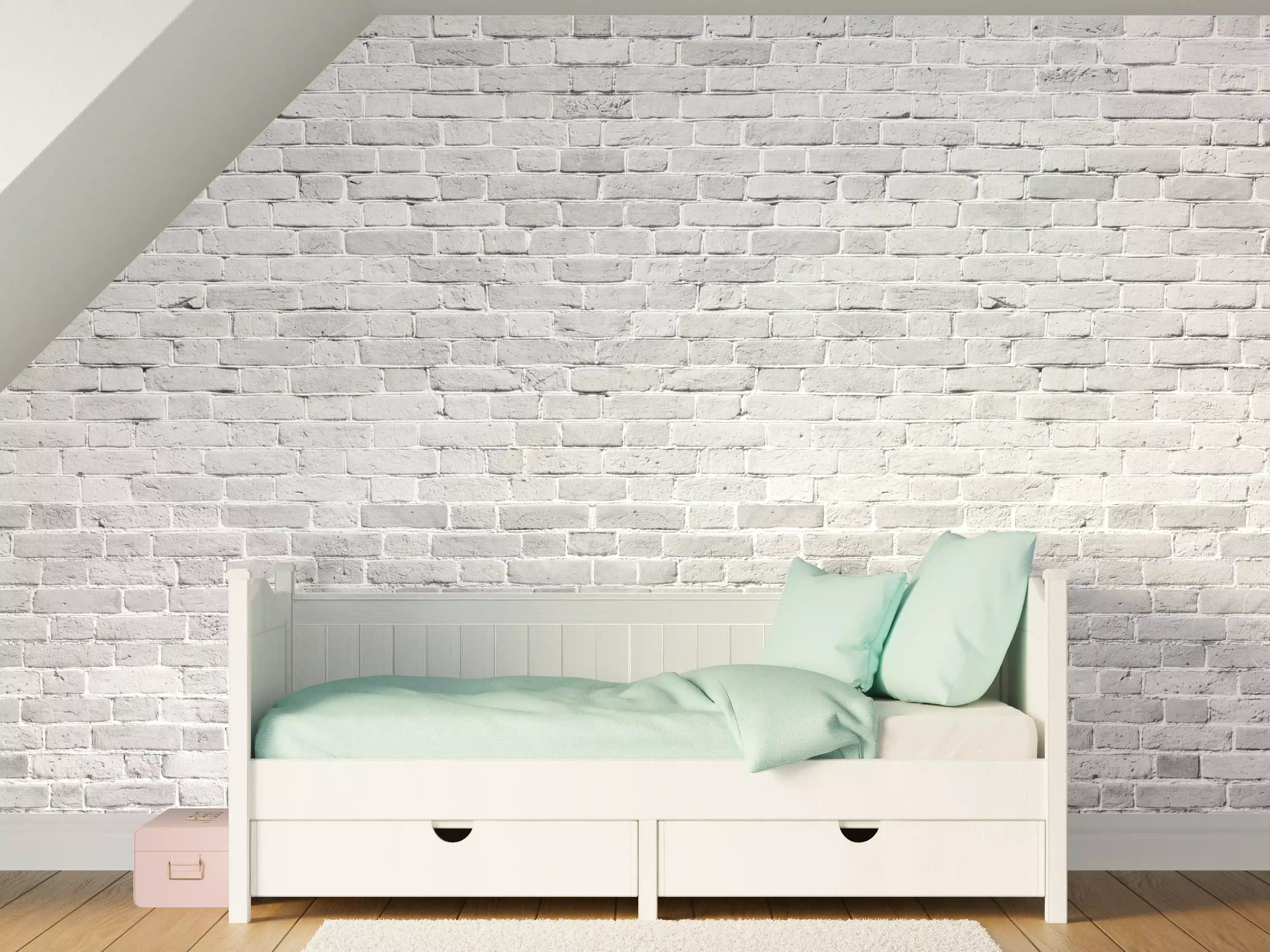 Kinderzimmer Wandgestaltung - Weiß gewaschene Ziegelwand Textur