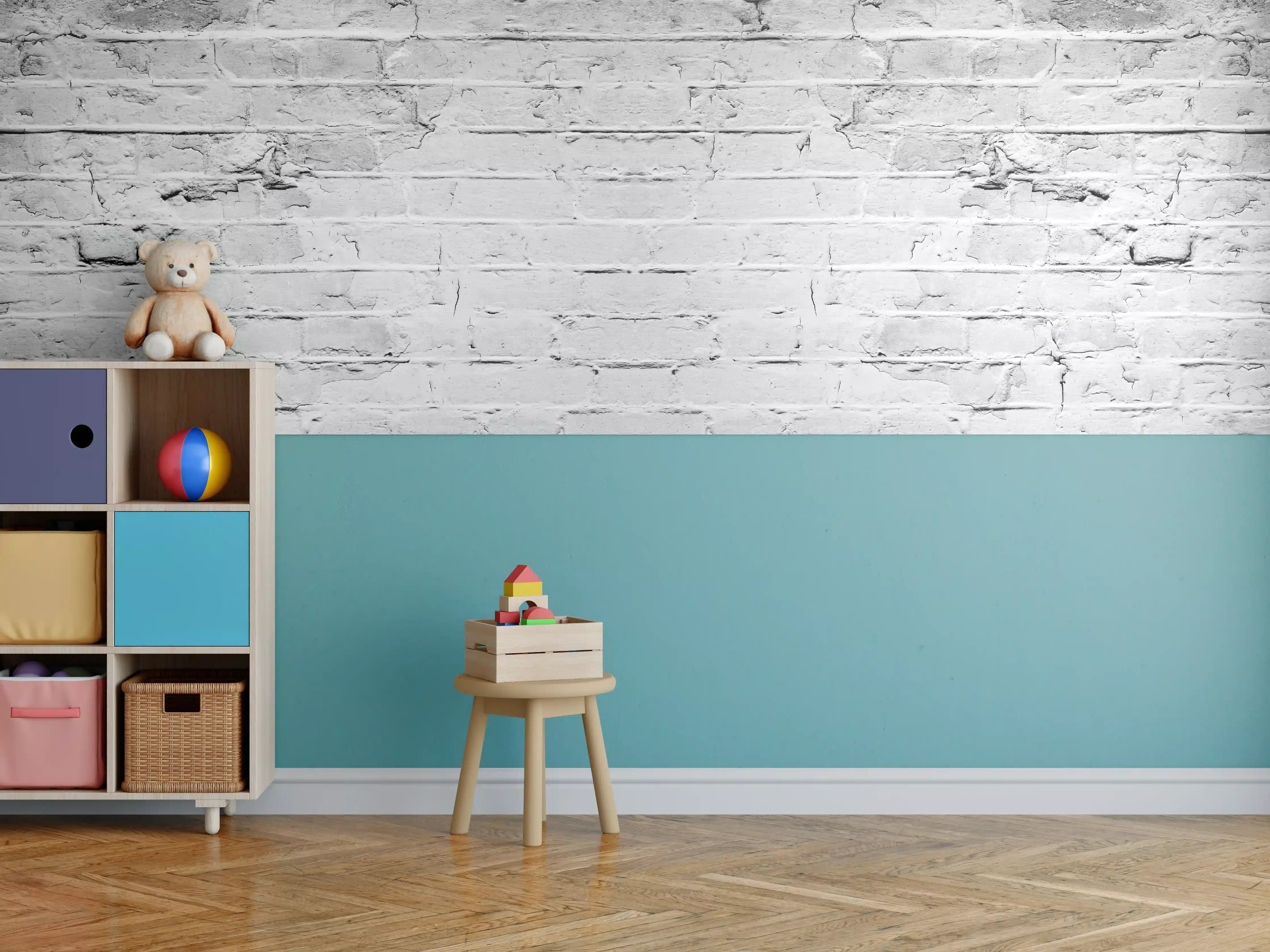 Kinderzimmer Wandgestaltung - Weiß grau beschädigte Backstein Wand