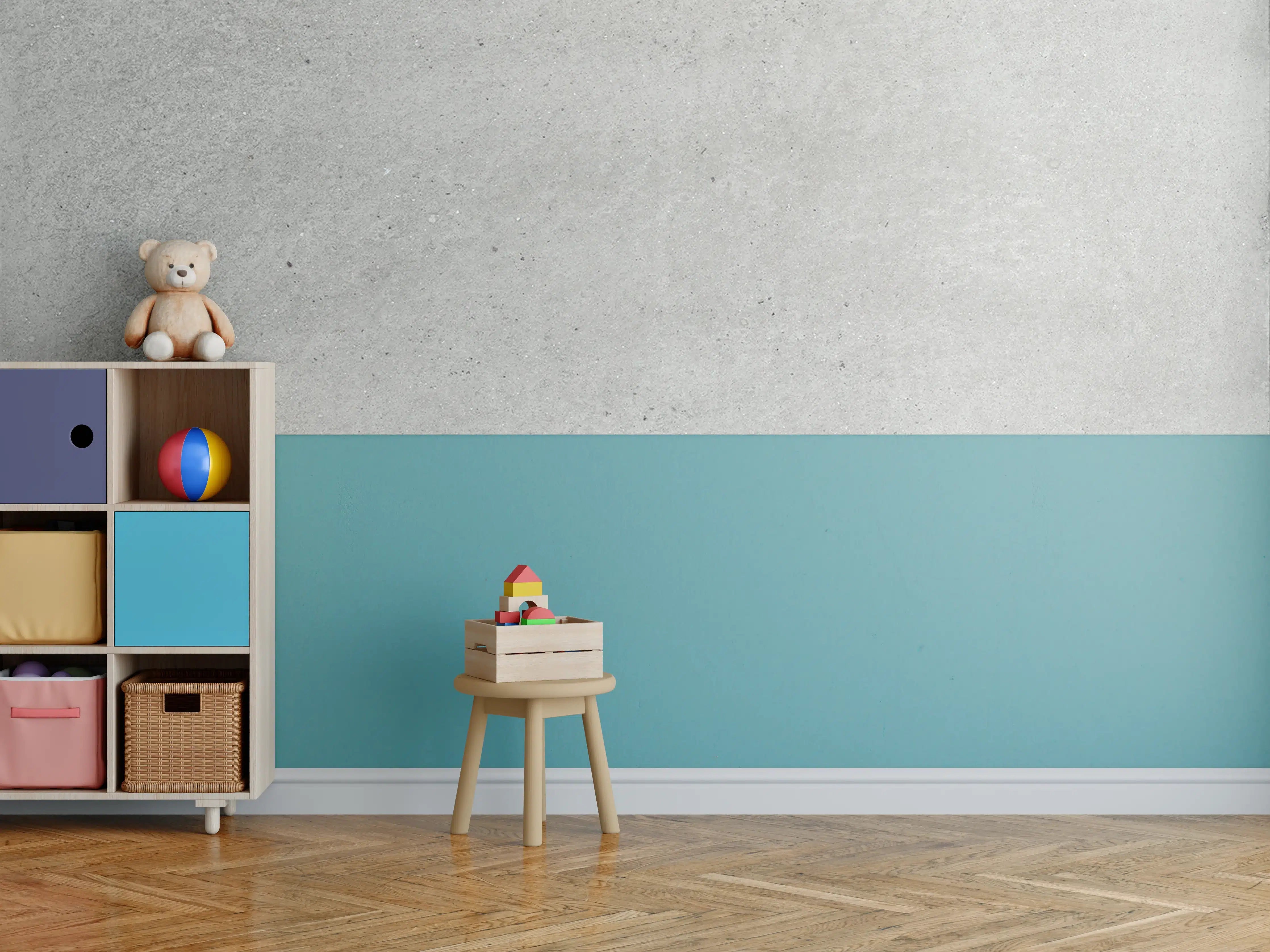 Kinderzimmer Wandgestaltung - Weiß graue Betonwand 2