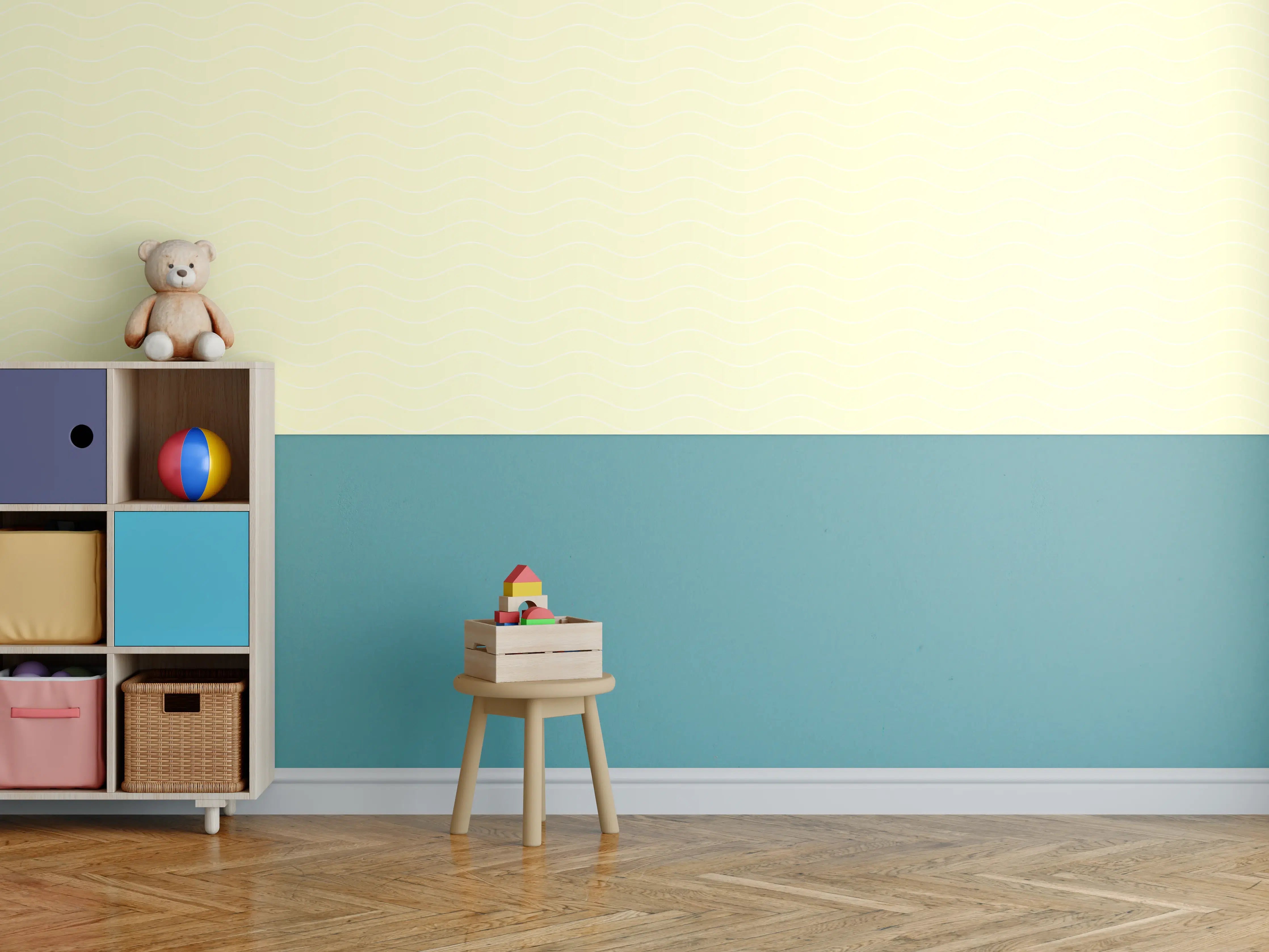 Kinderzimmer Wandgestaltung - Weiß-graue Marmor-Textur in modernem Bad
