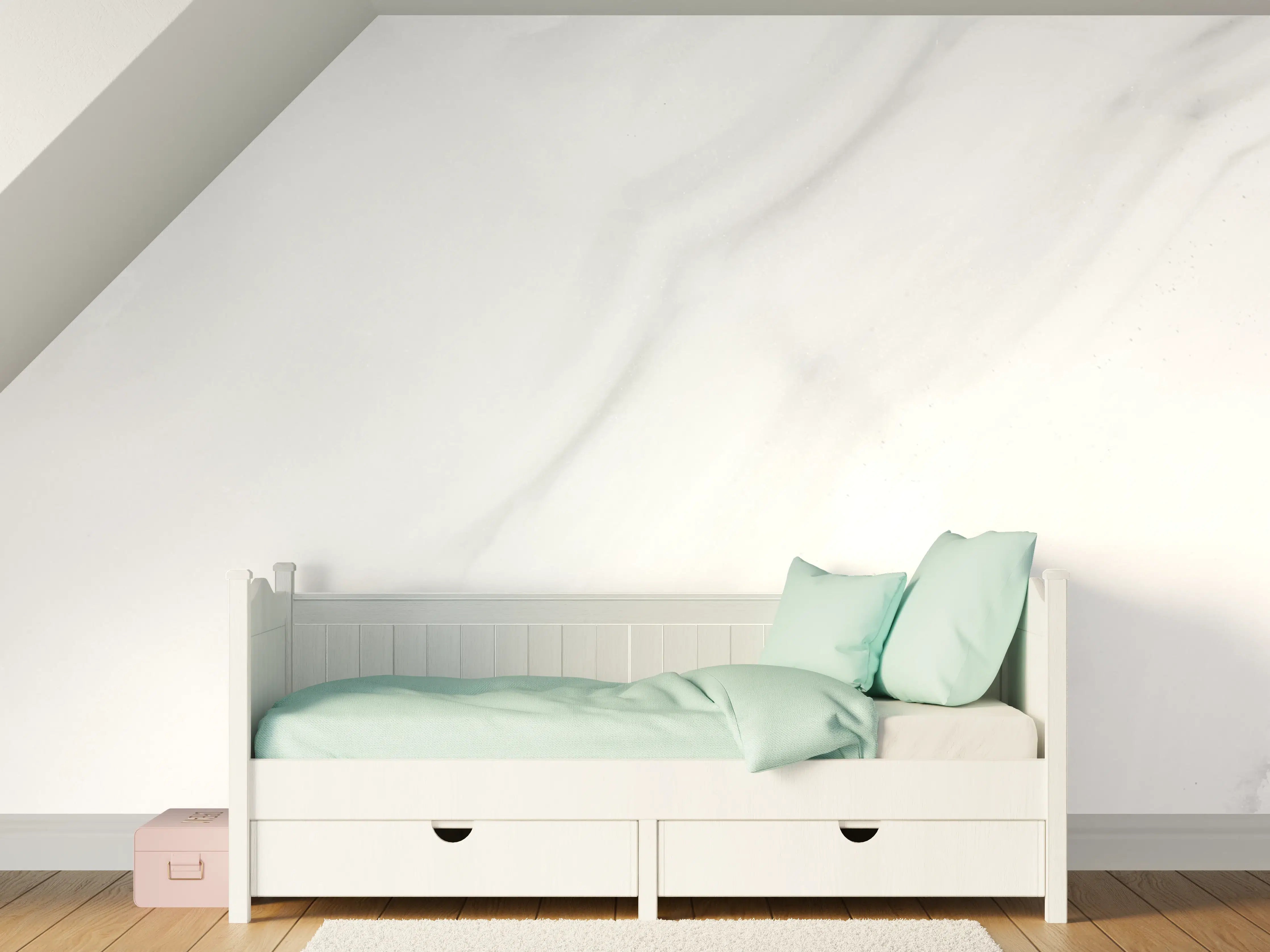 Kinderzimmer Wandgestaltung - Weiße Betontapete mit grauer Marmorstruktur