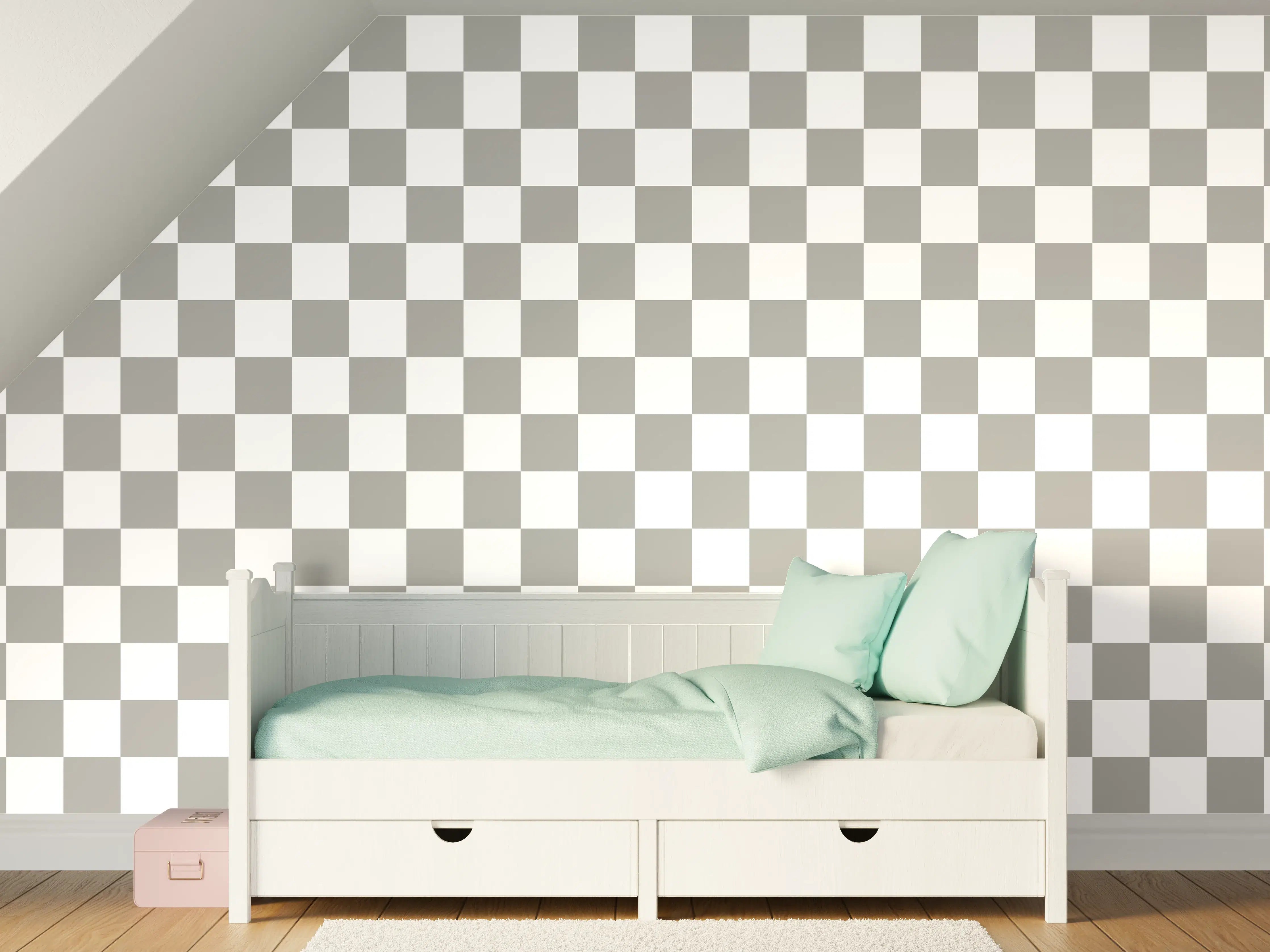 Kinderzimmer Wandgestaltung - Weiße Betonwand mit zarten Graunuancen und Struktur