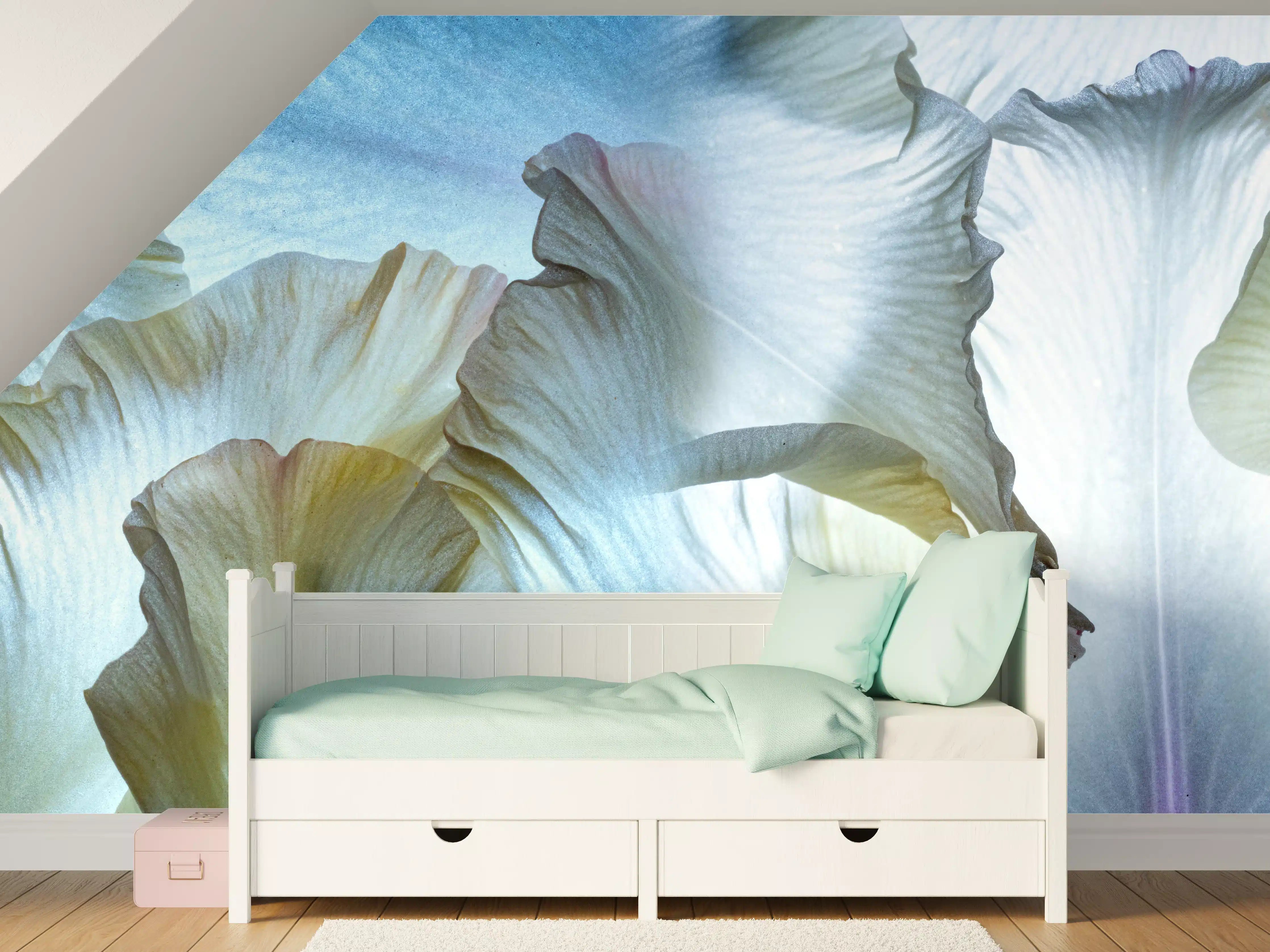 Kinderzimmer Wandgestaltung - Weiße Blüten Petal Texture