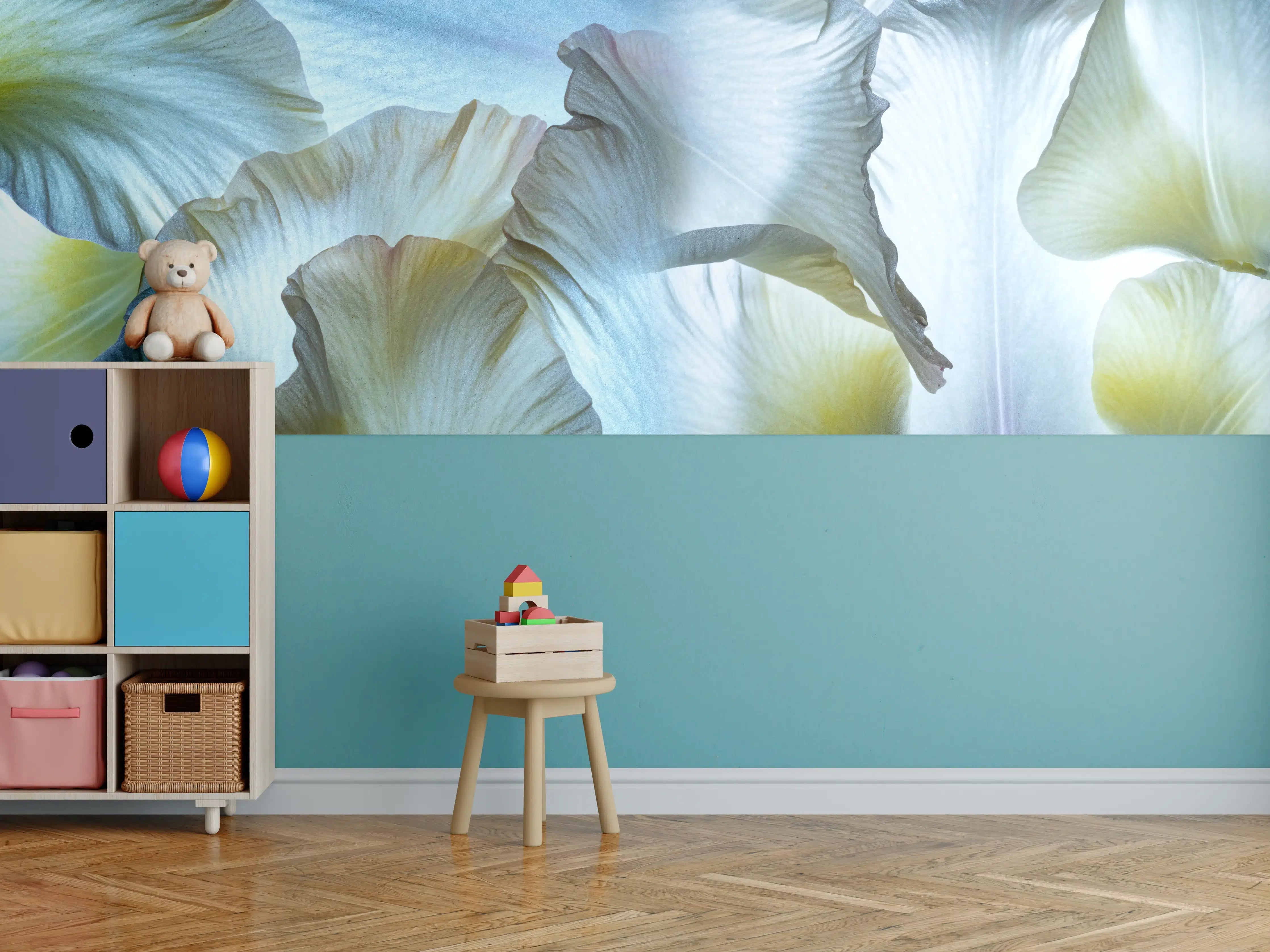 Kinderzimmer Wandgestaltung - Weiße Blüten Petal Texture