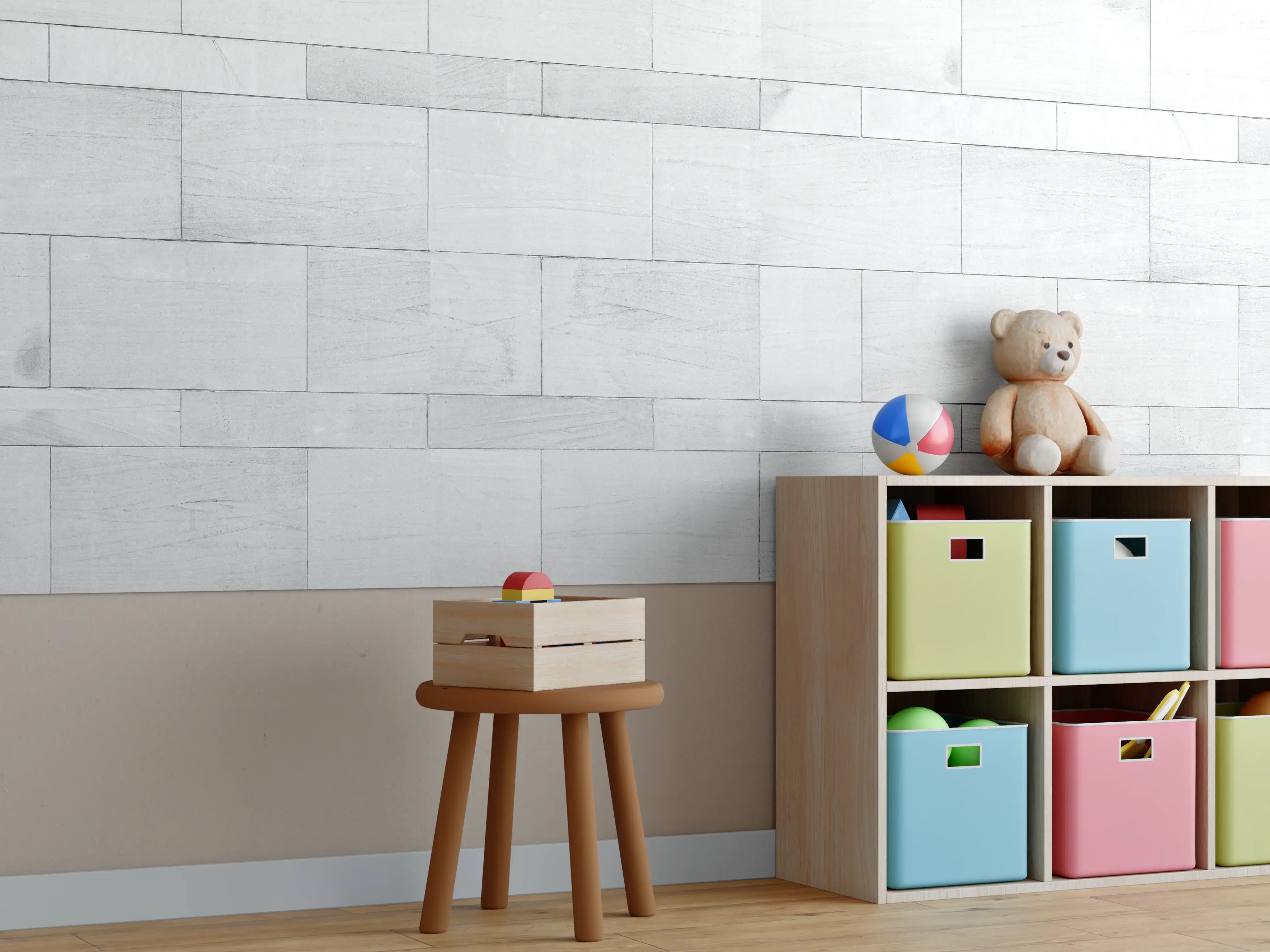 Kinderzimmer Wandgestaltung - Weiße Granit Fliesen