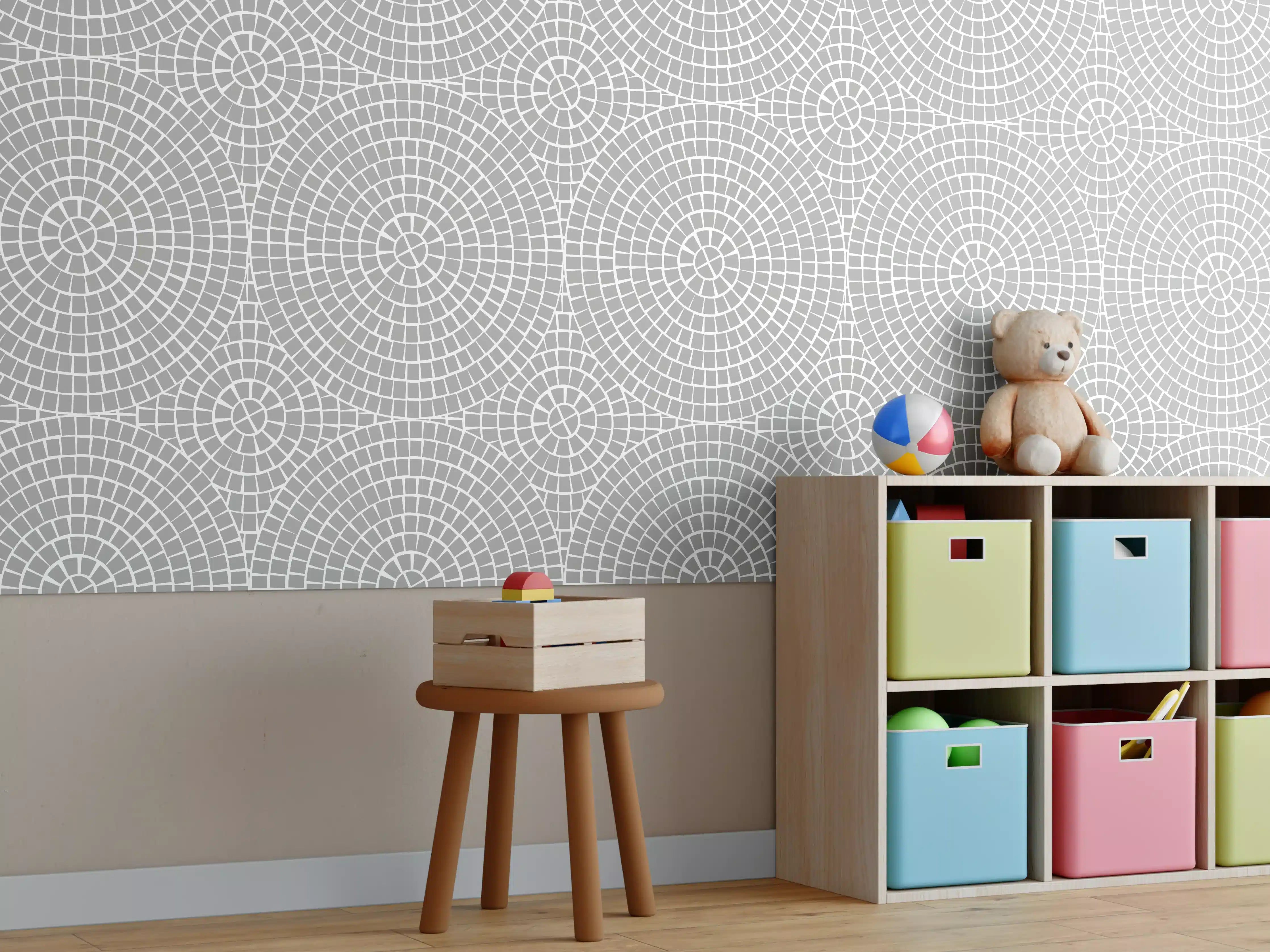 Kinderzimmer Wandgestaltung - Weiße Grautöne Mosaikfliese