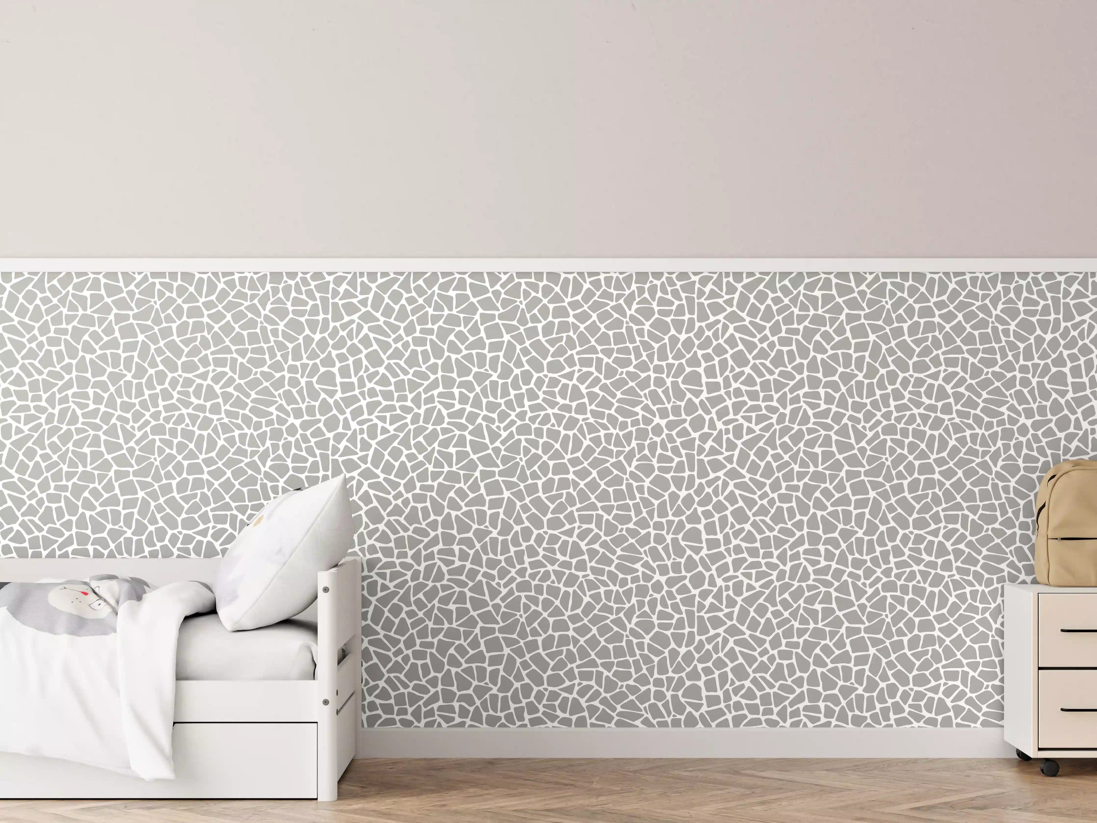 Kinderzimmer Wandgestaltung - Weiße Marmor-Textur mit grauer Struktur