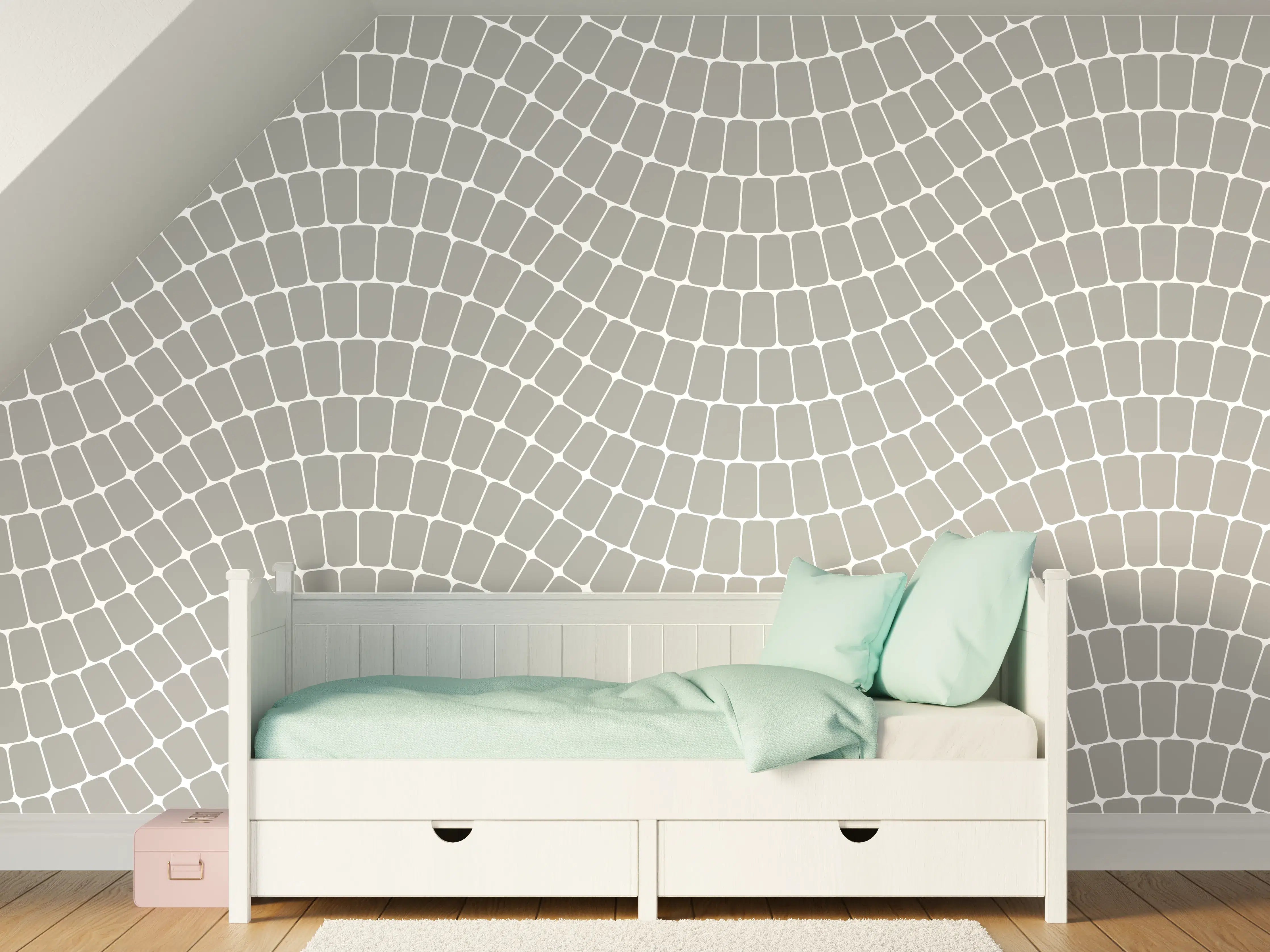 Kinderzimmer Wandgestaltung - Weiße Marmortextur mit zarten Graunuancen