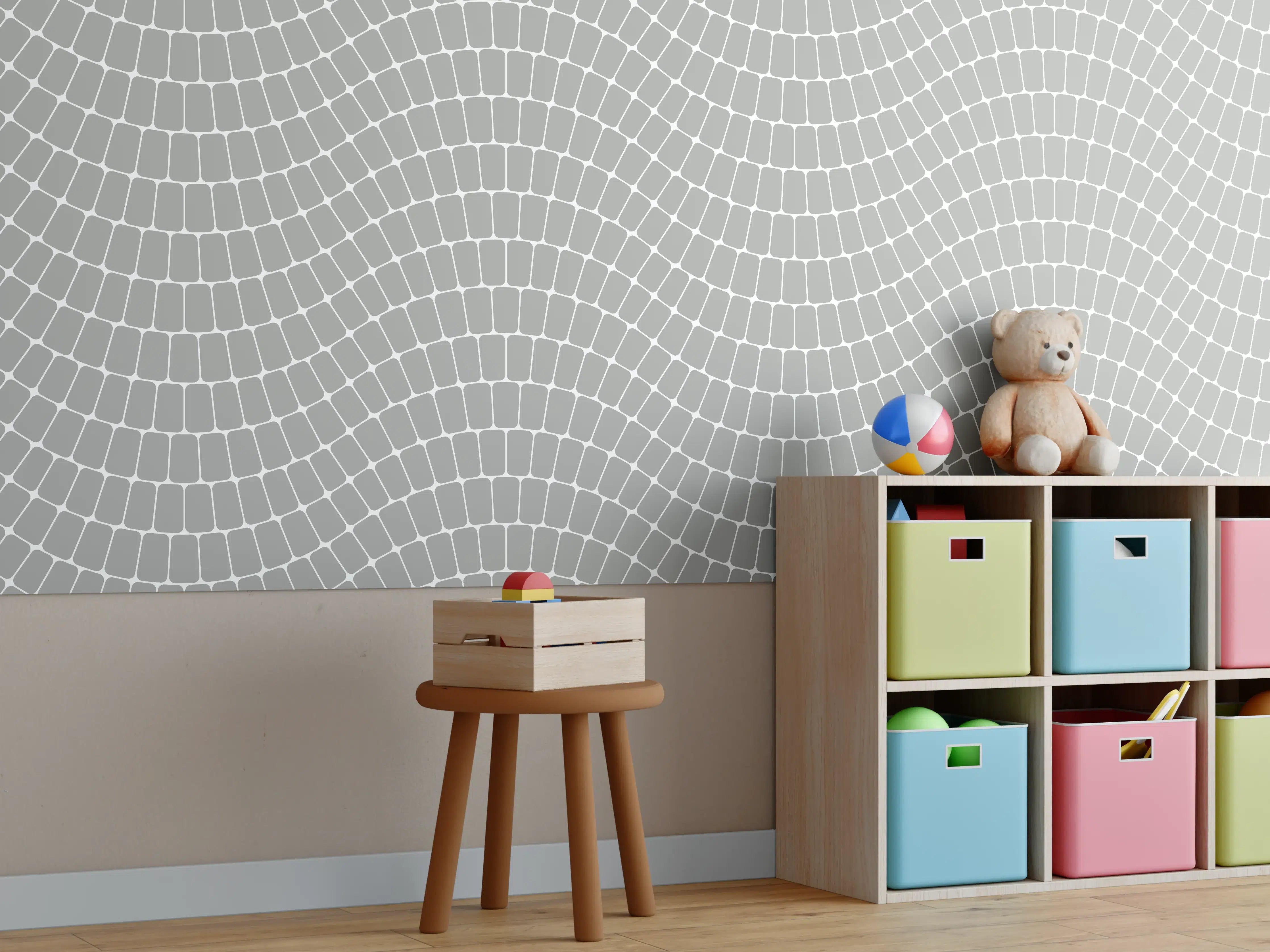 Kinderzimmer Wandgestaltung - Weiße Marmortextur mit zarten Graunuancen