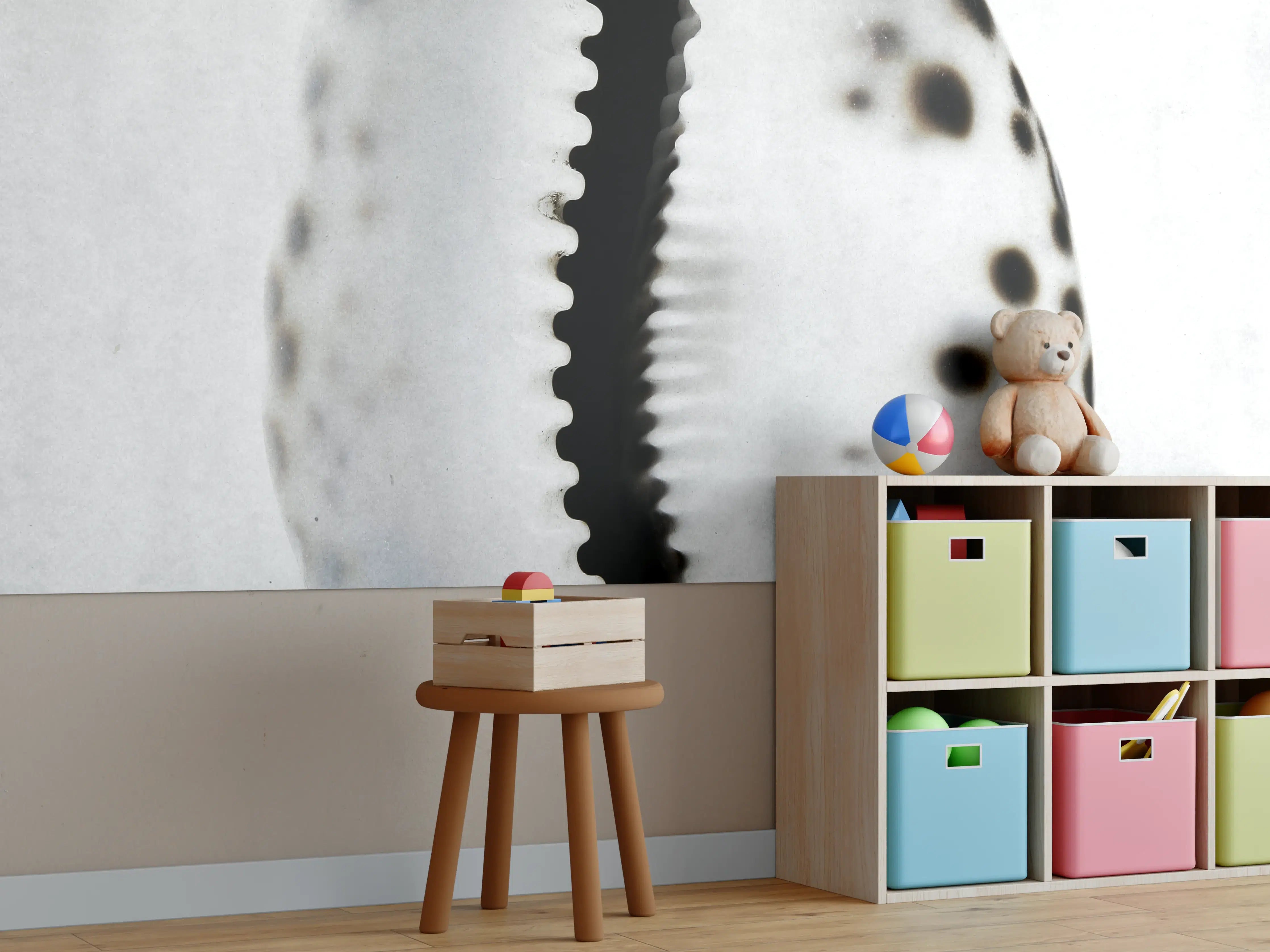 Kinderzimmer Wandgestaltung - Weiße Meeresschnecke mit Grautönen
