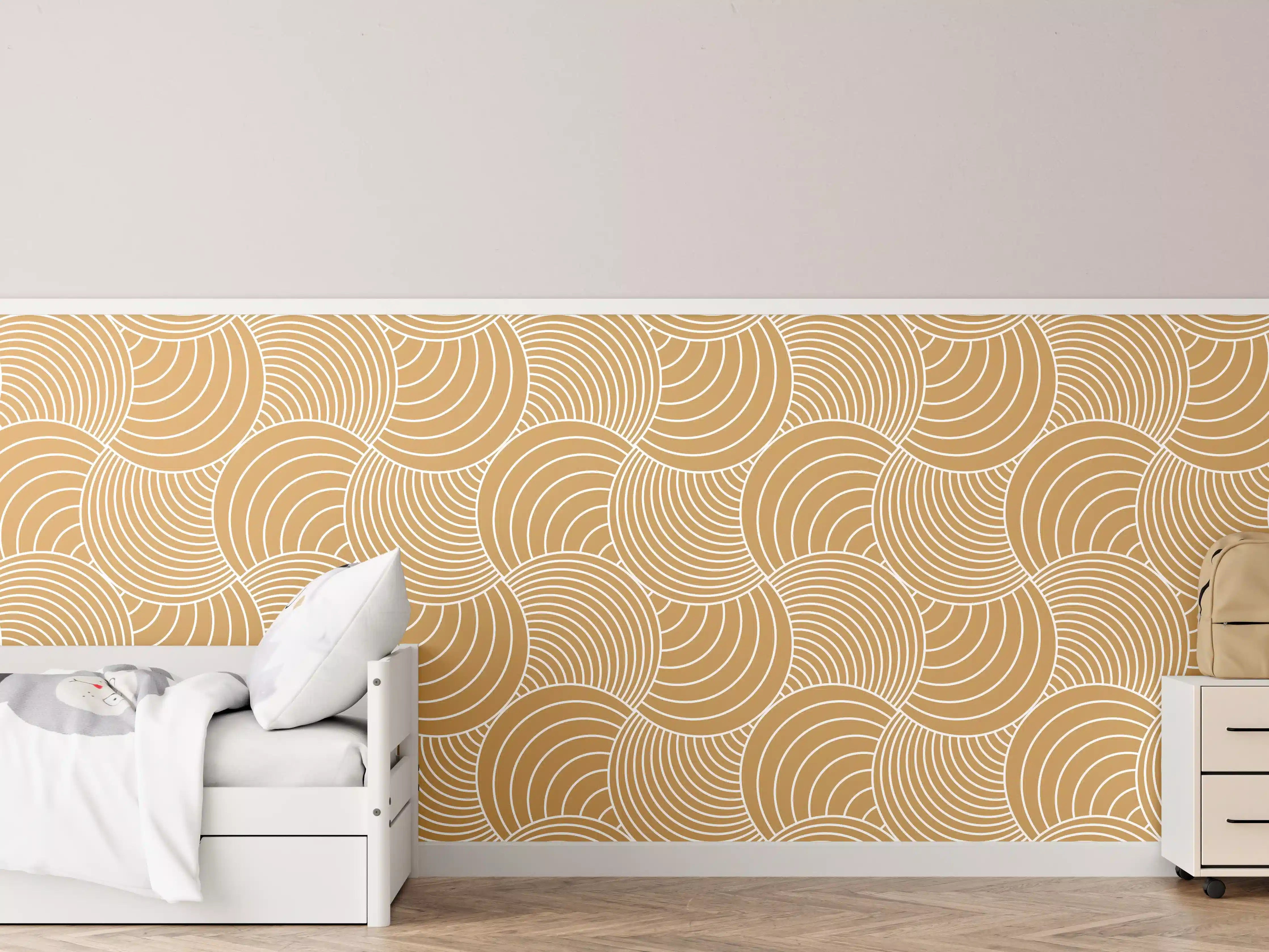 Kinderzimmer Wandgestaltung - Weiße Musterwand mit sanften Linien