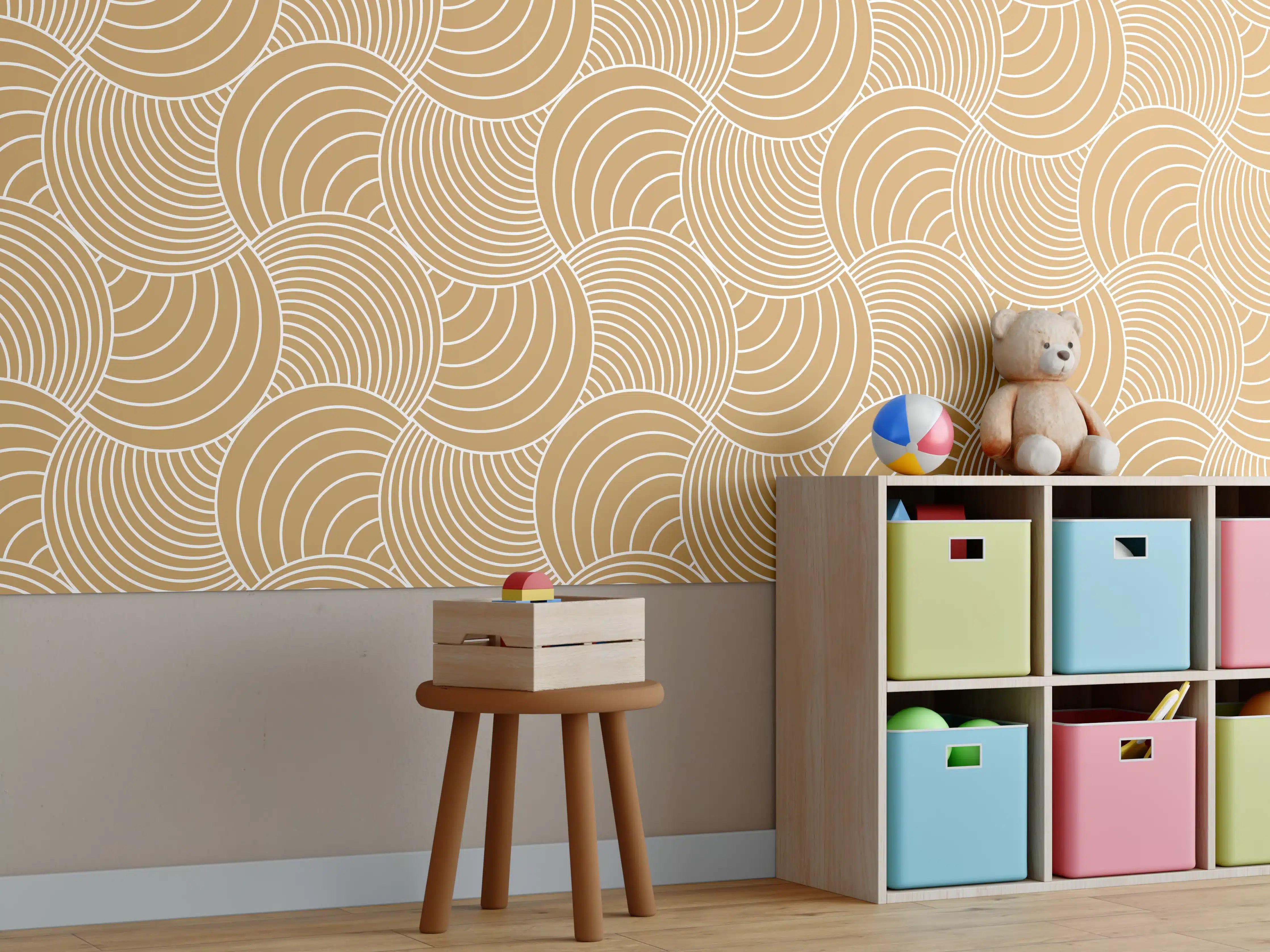 Kinderzimmer Wandgestaltung - Weiße Musterwand mit sanften Linien