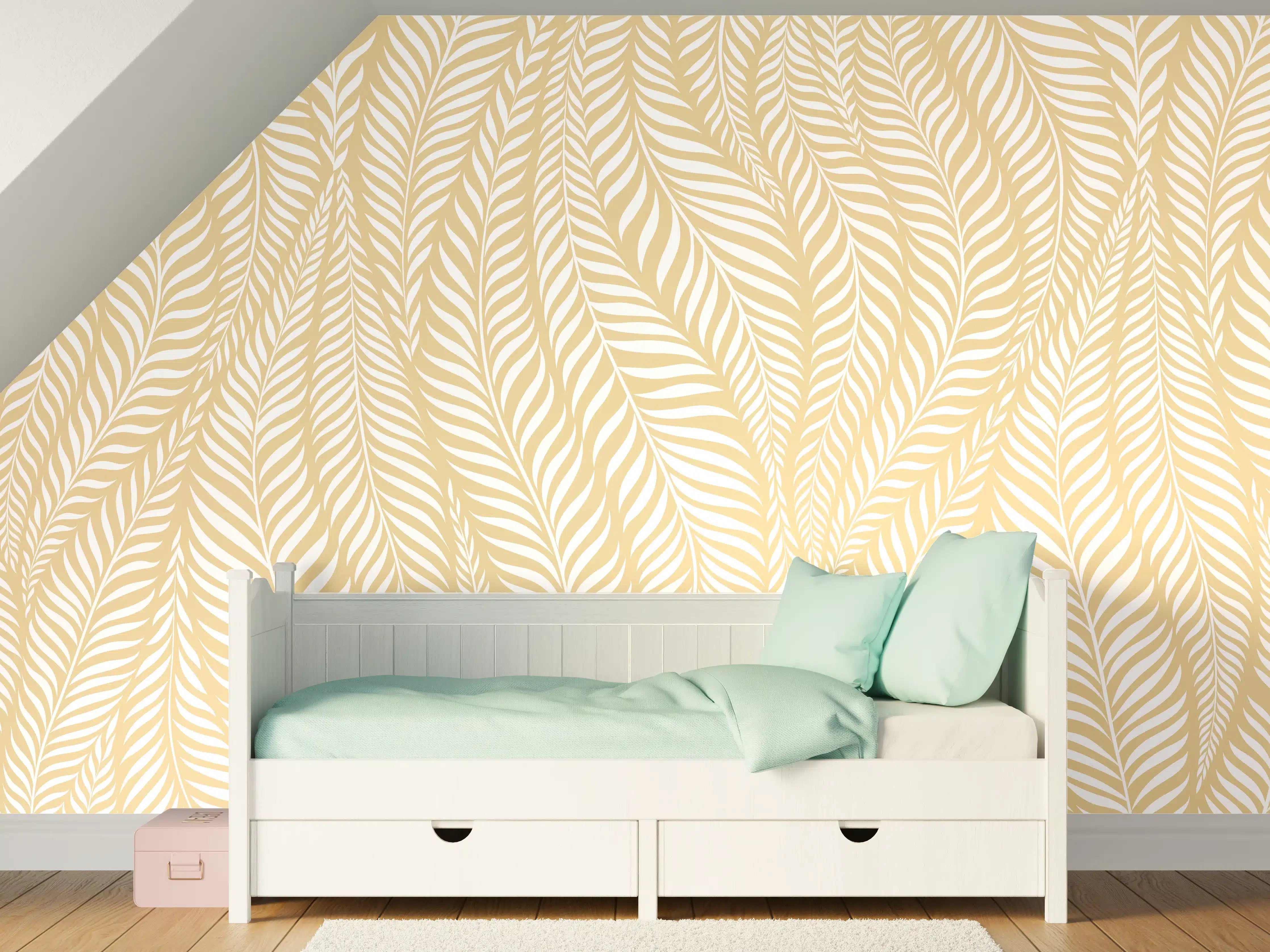 Kinderzimmer Wandgestaltung - Weiße Sandstrände mit goldener Sonne