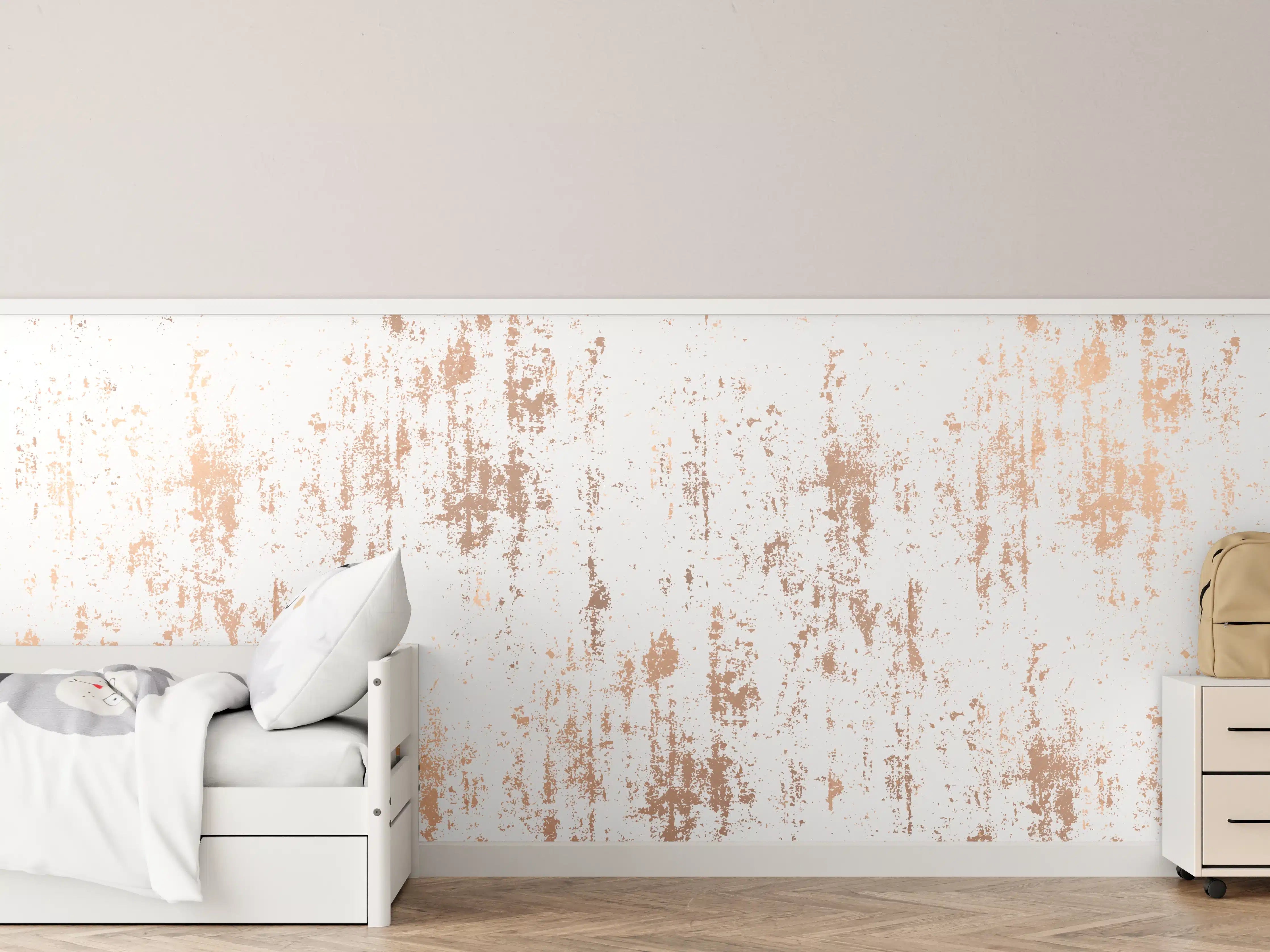 Kinderzimmer Wandgestaltung - Weiße Textur mit goldenen Akzenten