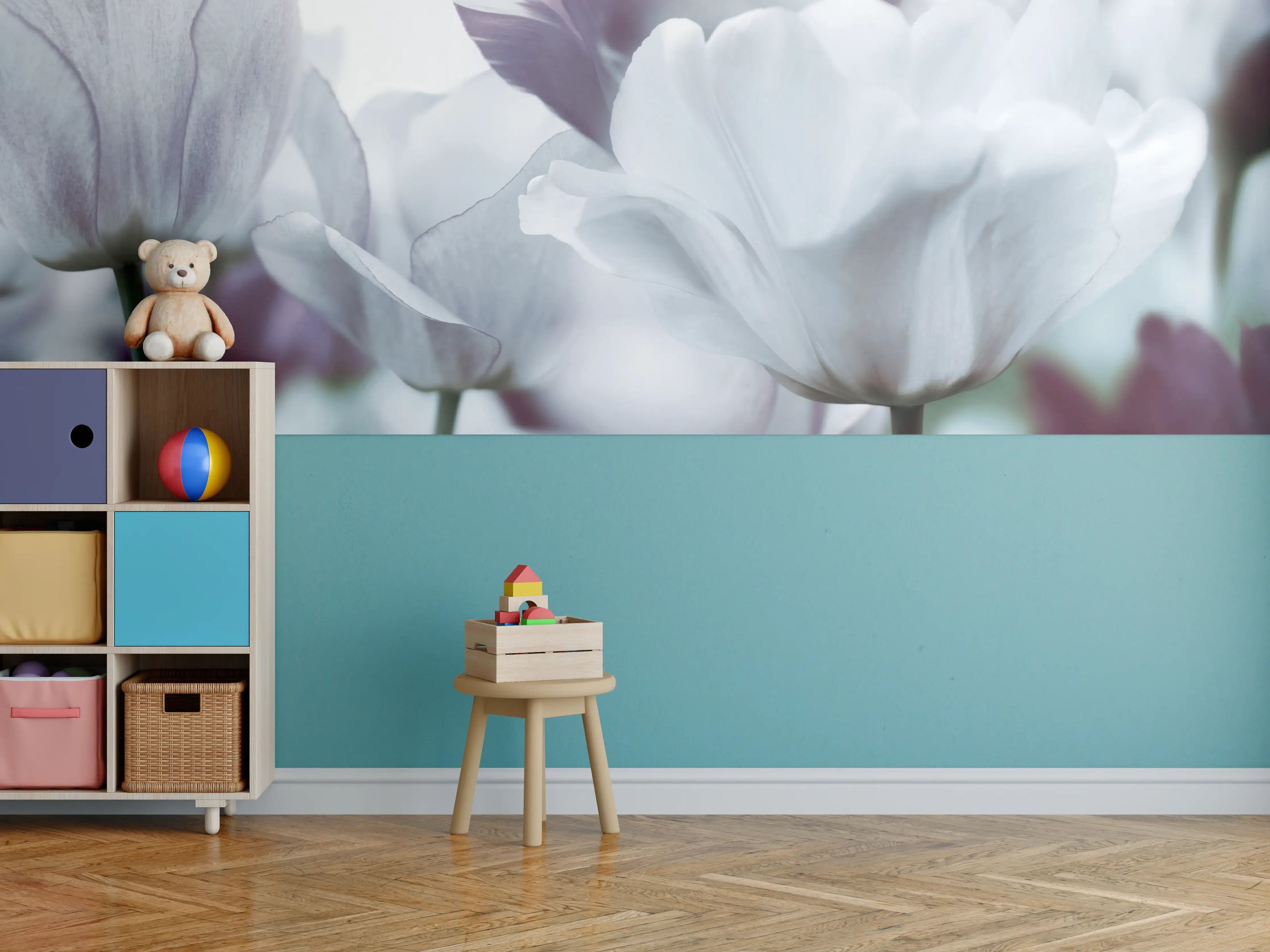 Kinderzimmer Wandgestaltung - Weiße Tulpen