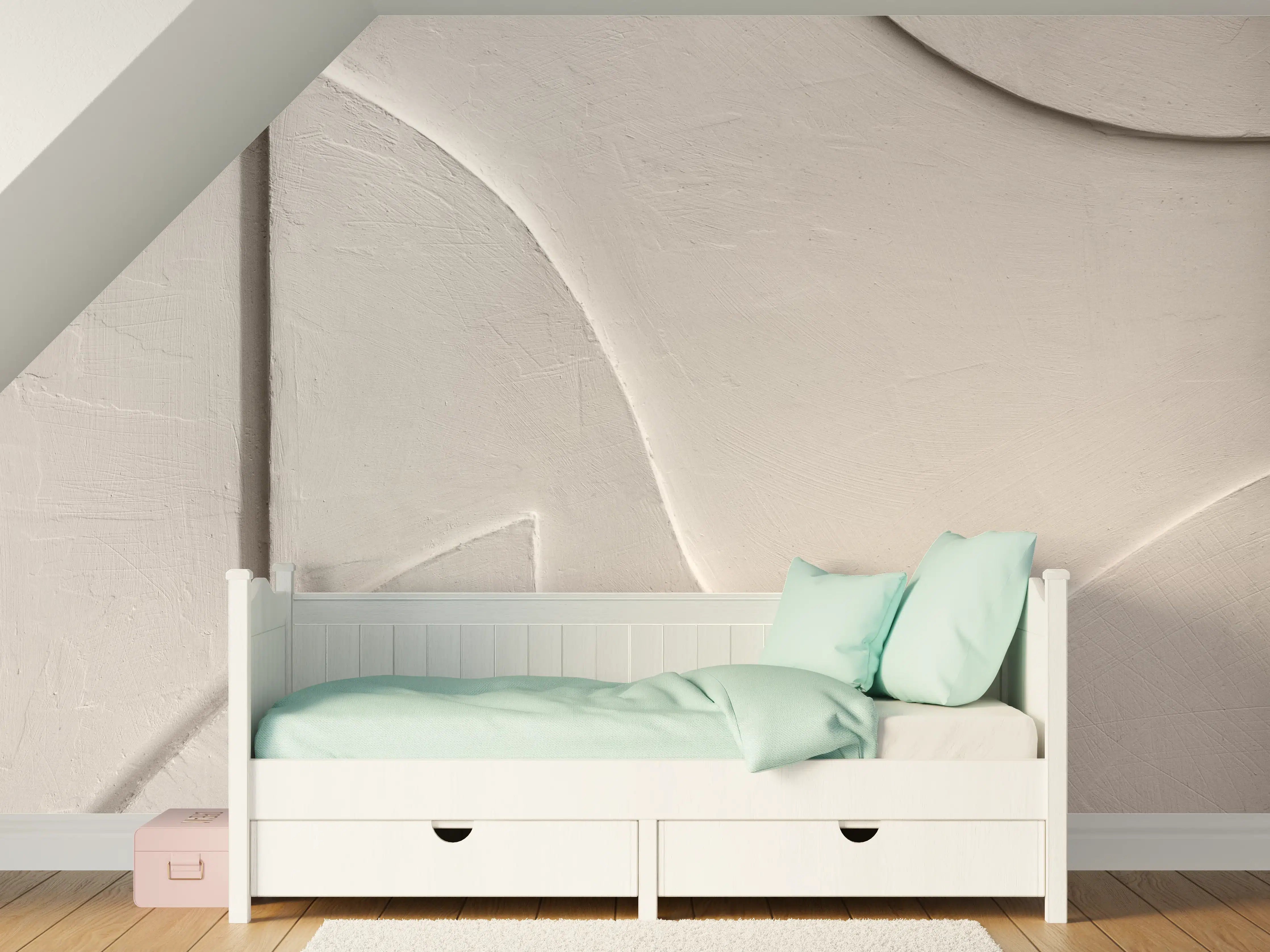 Kinderzimmer Wandgestaltung - Weiße Wand mit 3D-Struktur