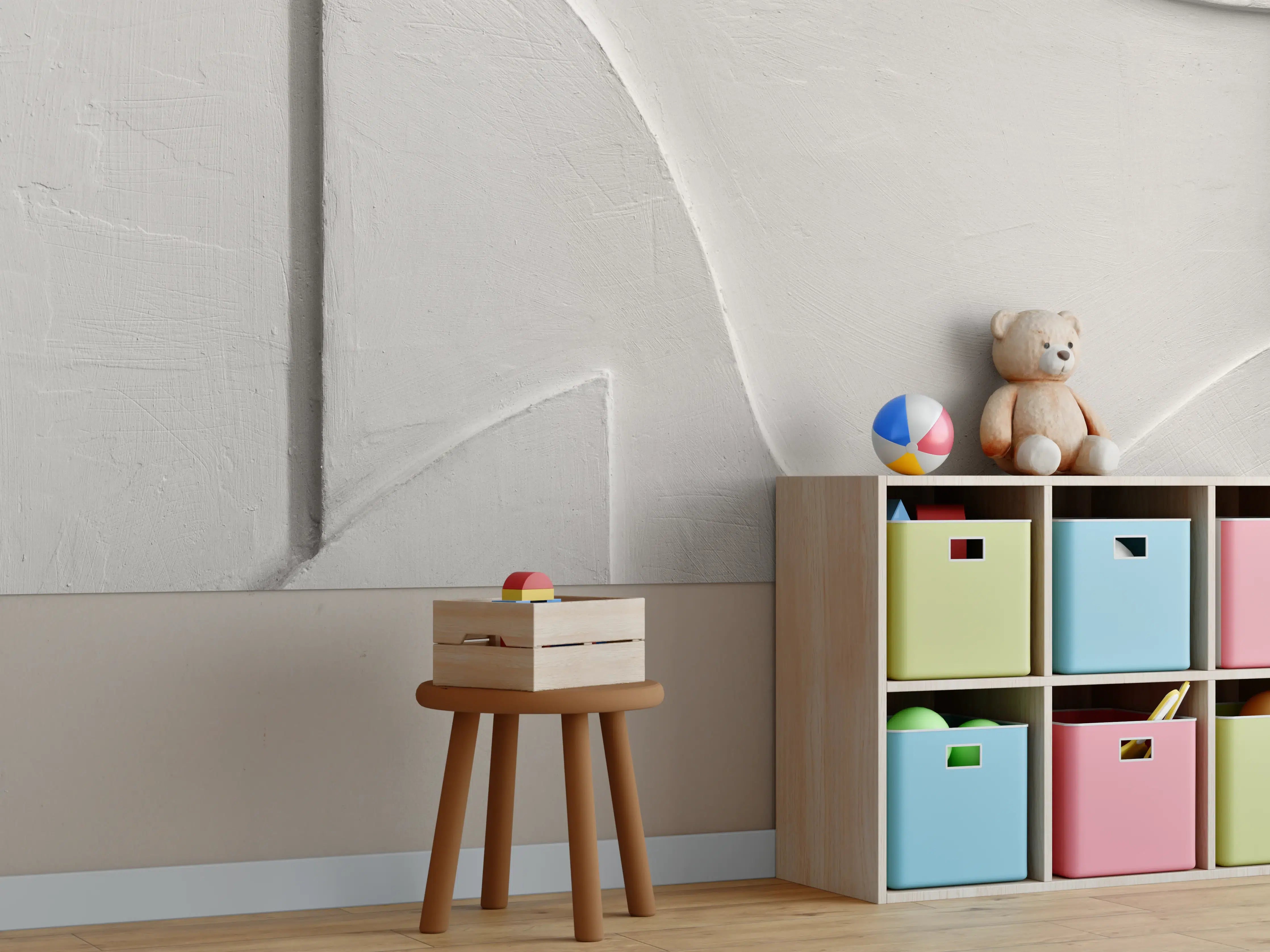 Kinderzimmer Wandgestaltung - Weiße Wand mit 3D-Struktur