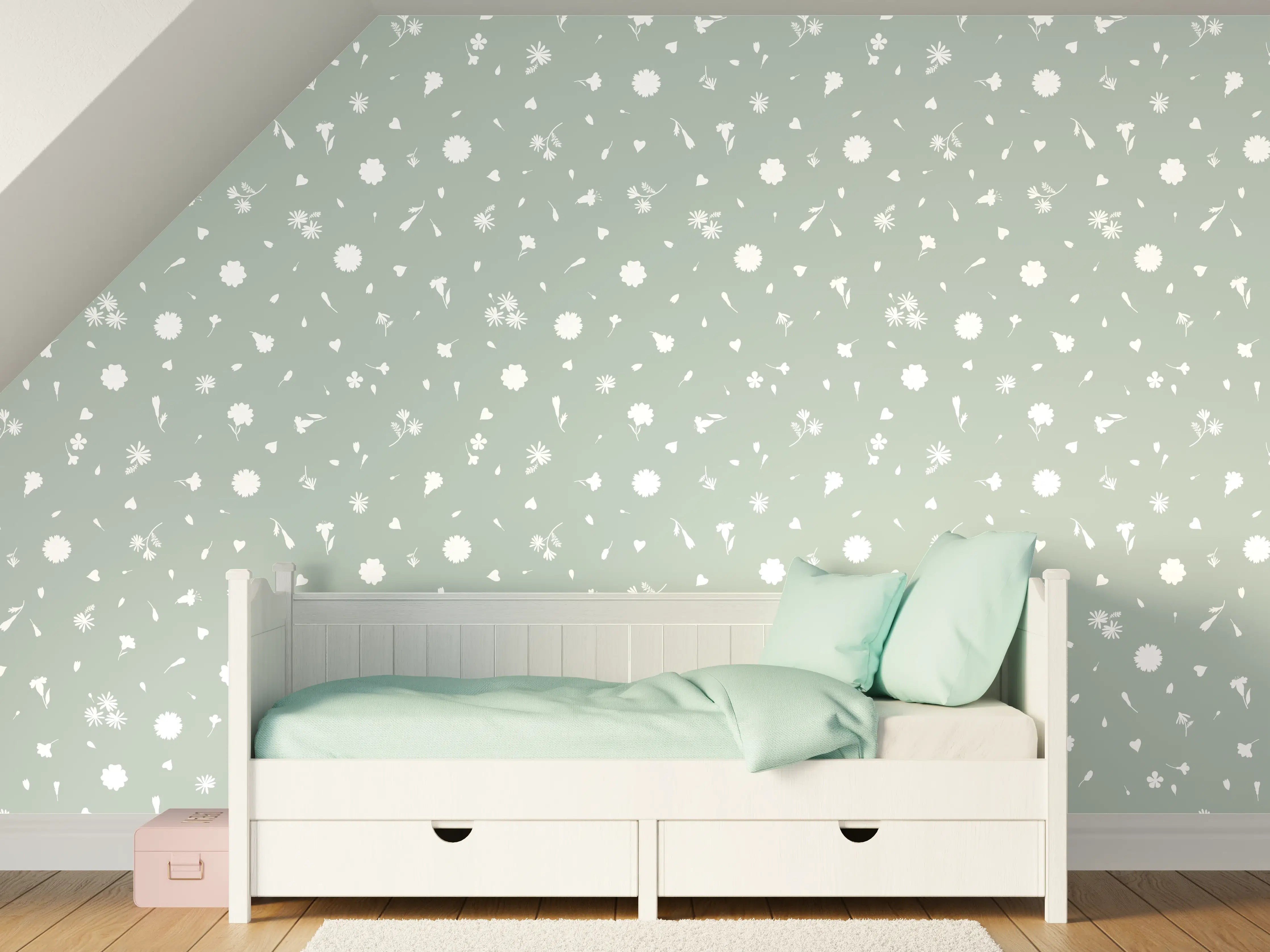 Kinderzimmer Wandgestaltung - Weiße Wand mit grauen Spritzern