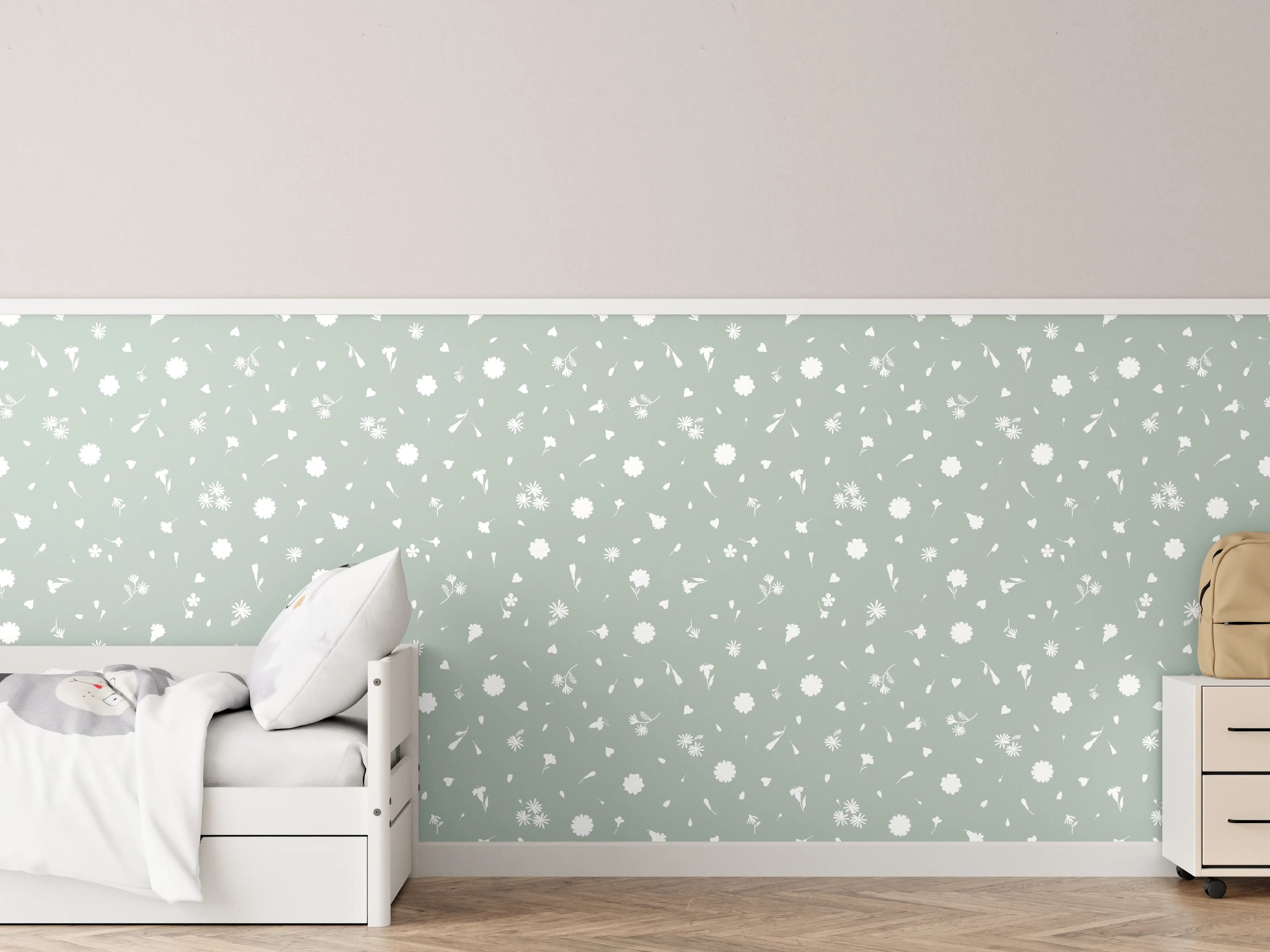 Kinderzimmer Wandgestaltung - Weiße Wand mit grauen Spritzern