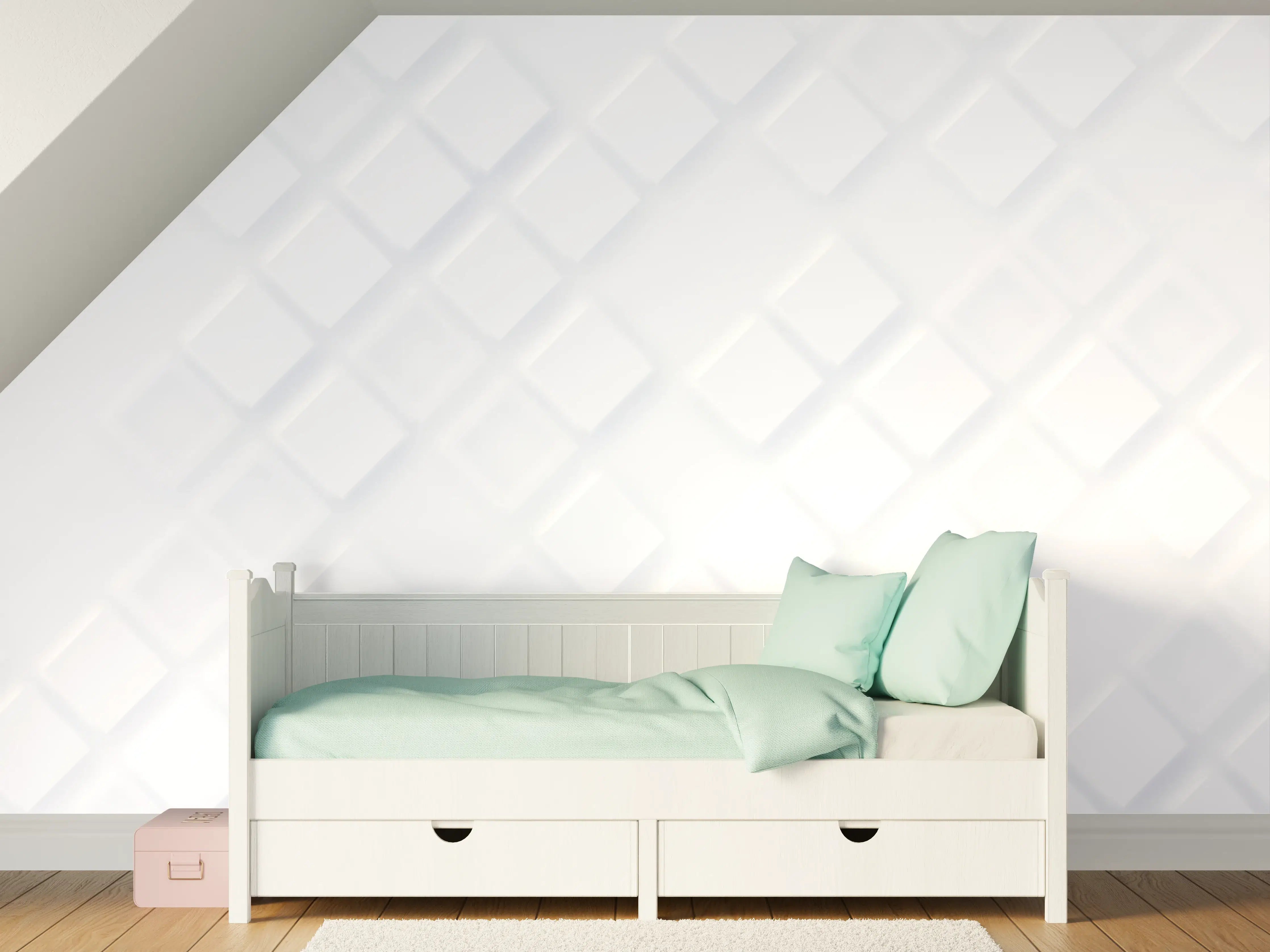Kinderzimmer Wandgestaltung - Weiße Wand mit strukturierter Oberfläche