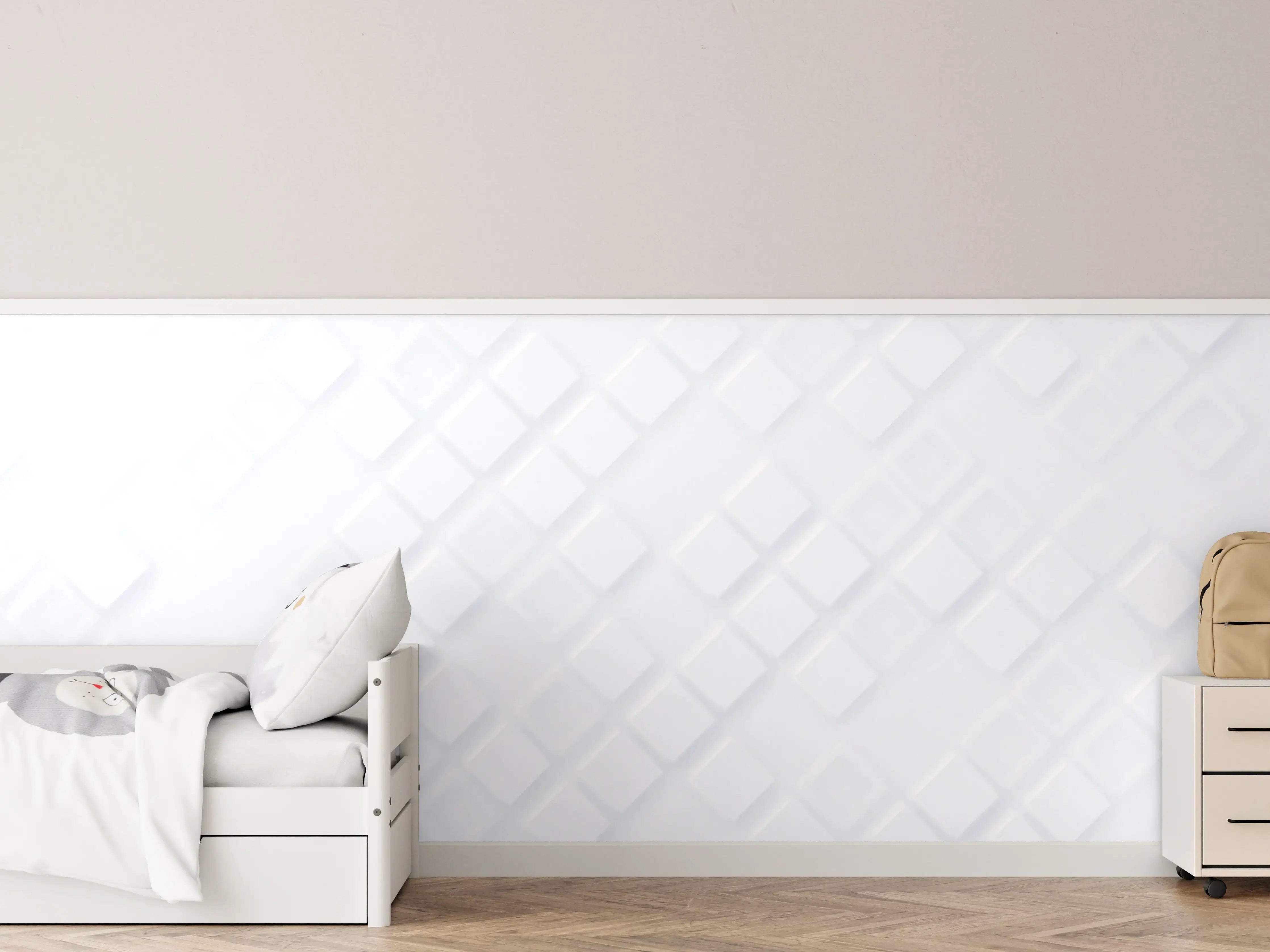 Kinderzimmer Wandgestaltung - Weiße Wand mit strukturierter Oberfläche