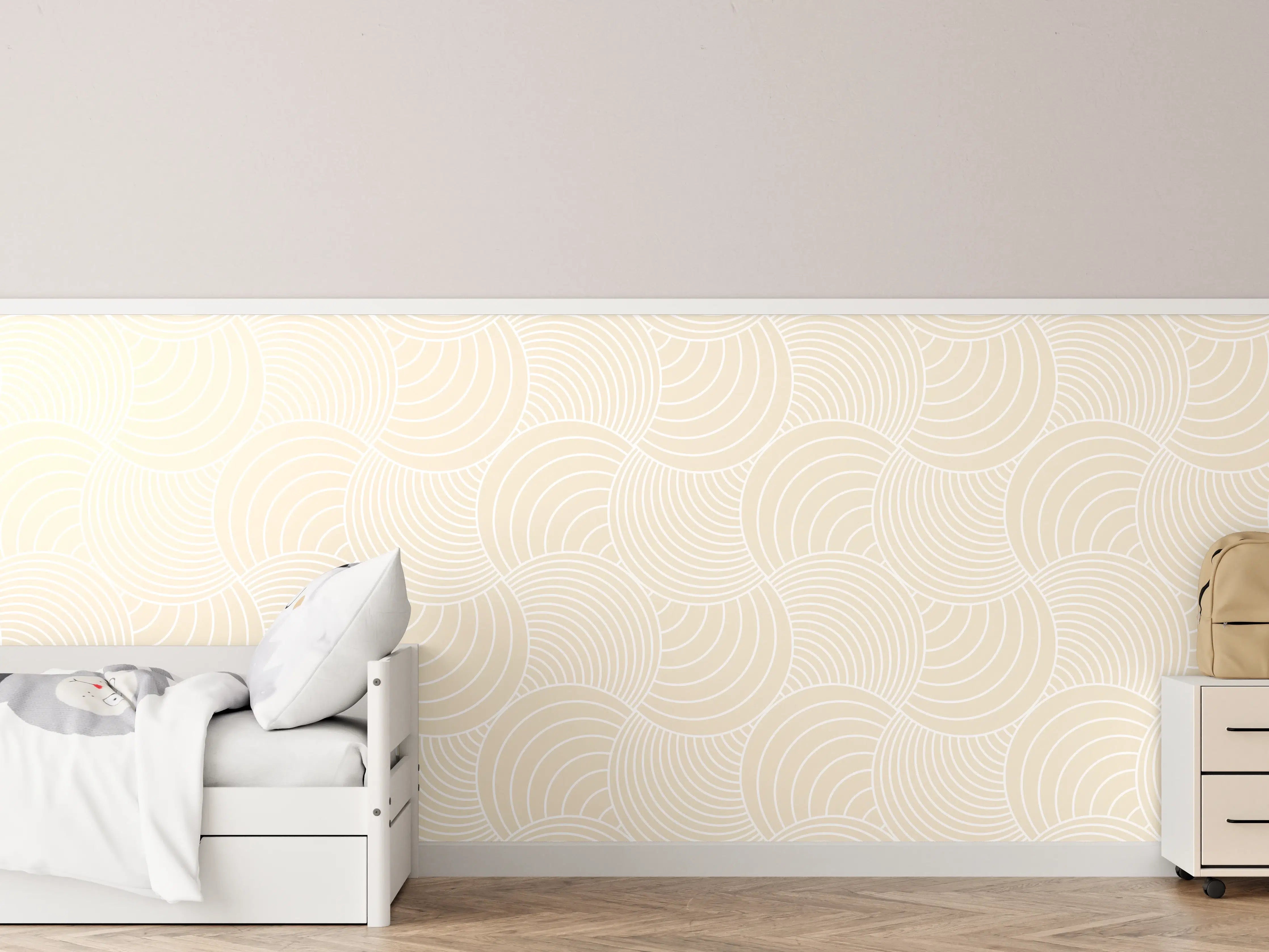 Kinderzimmer Wandgestaltung - Weiße Wellen-Grafik mit grauer Note